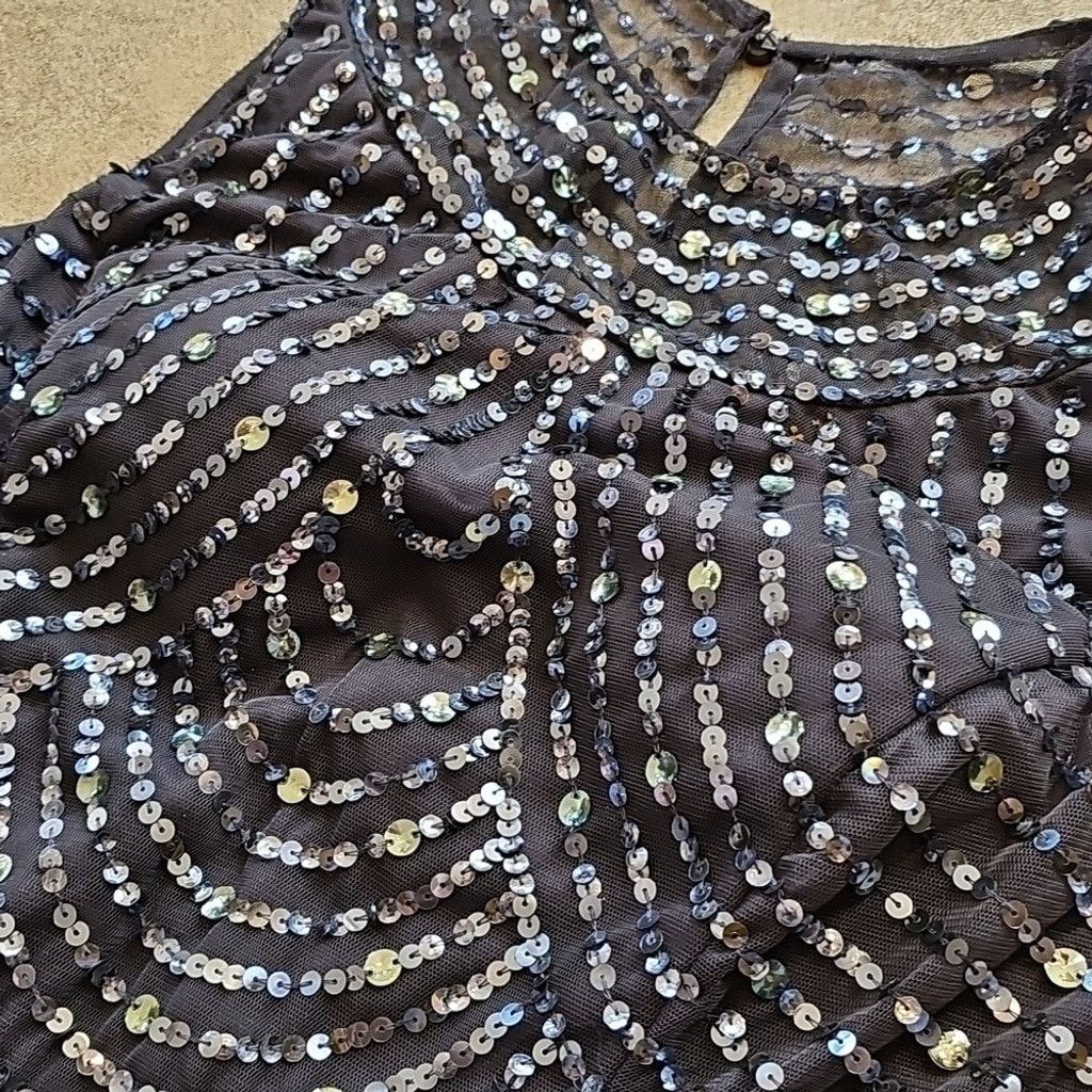 The Unbranded Brand NWT AIDAN MATTOX navy Blue Sequin Sleeveless Gala Dress 6 Size M / US 6-8 / IT 42-44 - 3 Thumbnail