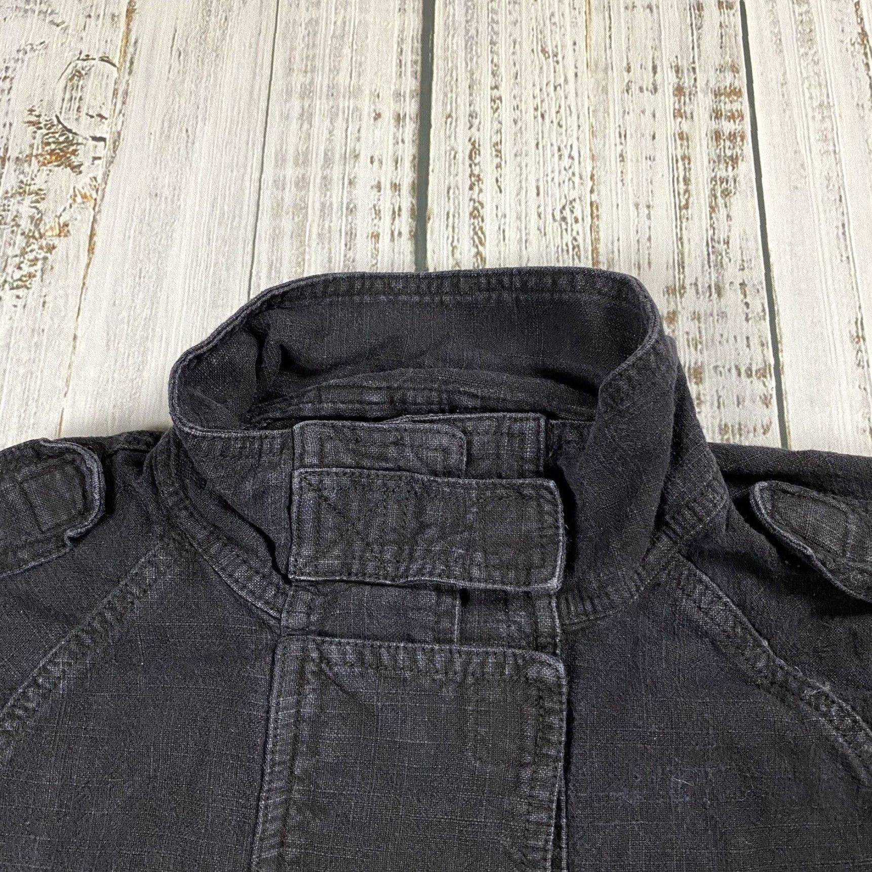 Free People Free People Jayde Safari Jacket Womens Small Black Linen/Viscose Bohemian Boho Jacket Size S / US 4 / IT 40 - 2 Thumbnail