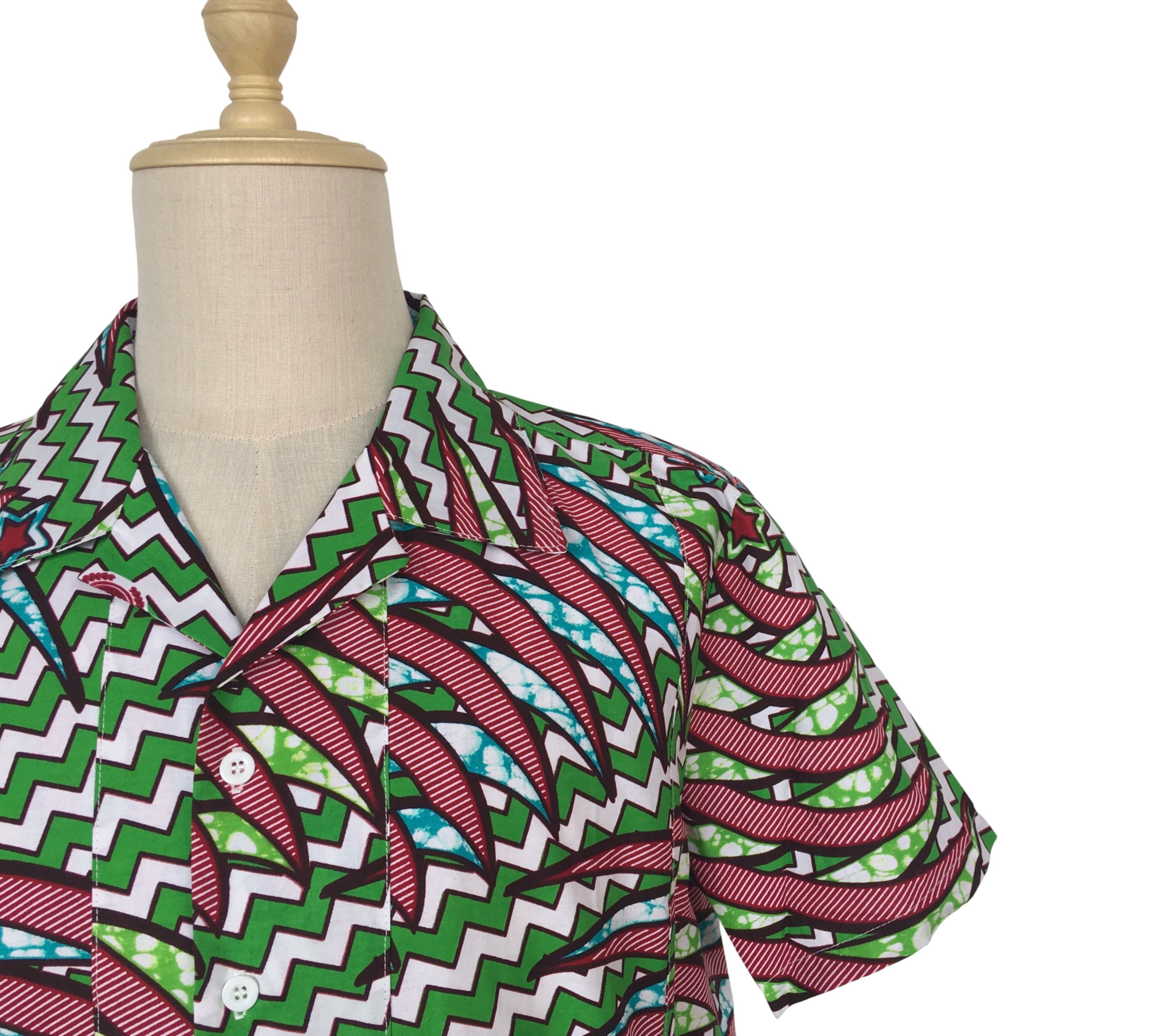 Other African Wax Print Men Shirt Short Sleeves Summer Size US XL / EU 56 / 4 - 6 Thumbnail