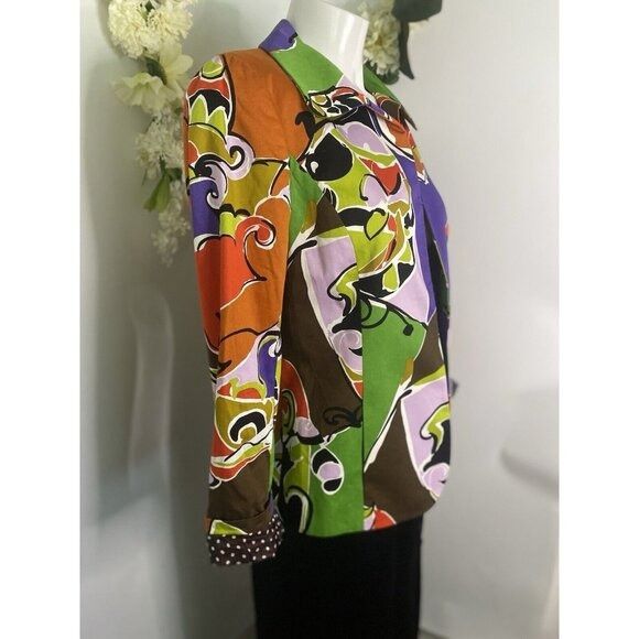 Other VTG Dana Buchman Size 4 Blazer Jacket Multi Color Abstract P Size S / US 4 / IT 40 - 14 Thumbnail