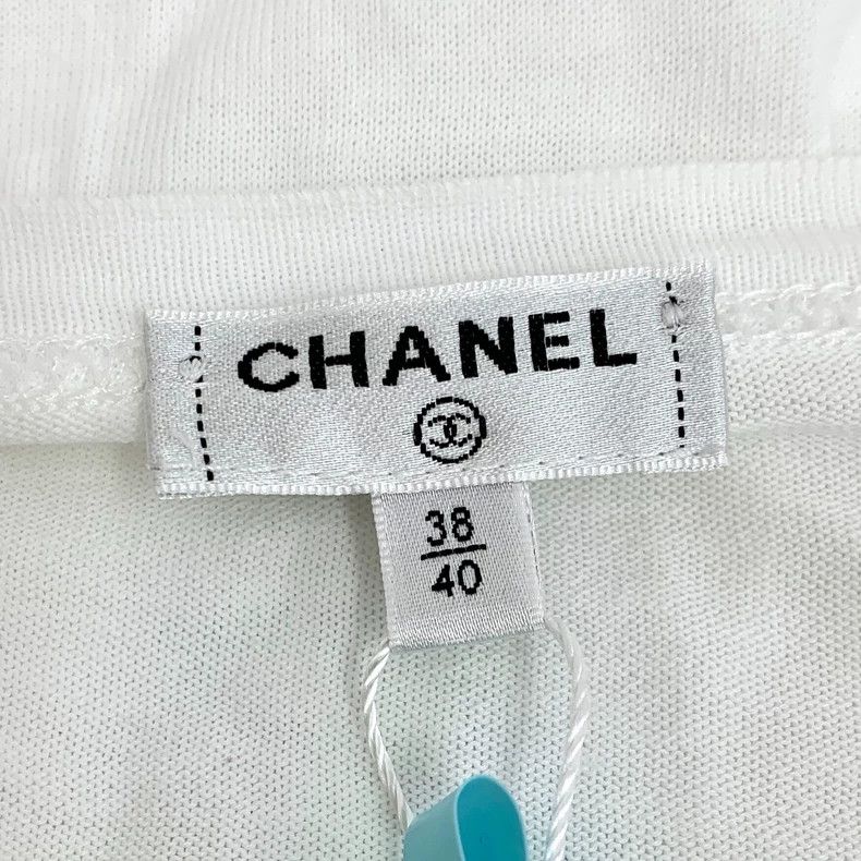 Chanel Chanel White logo embroidered cotton round-neck short-slee Size XS / US 0-2 / IT 36-38 - 6 Thumbnail