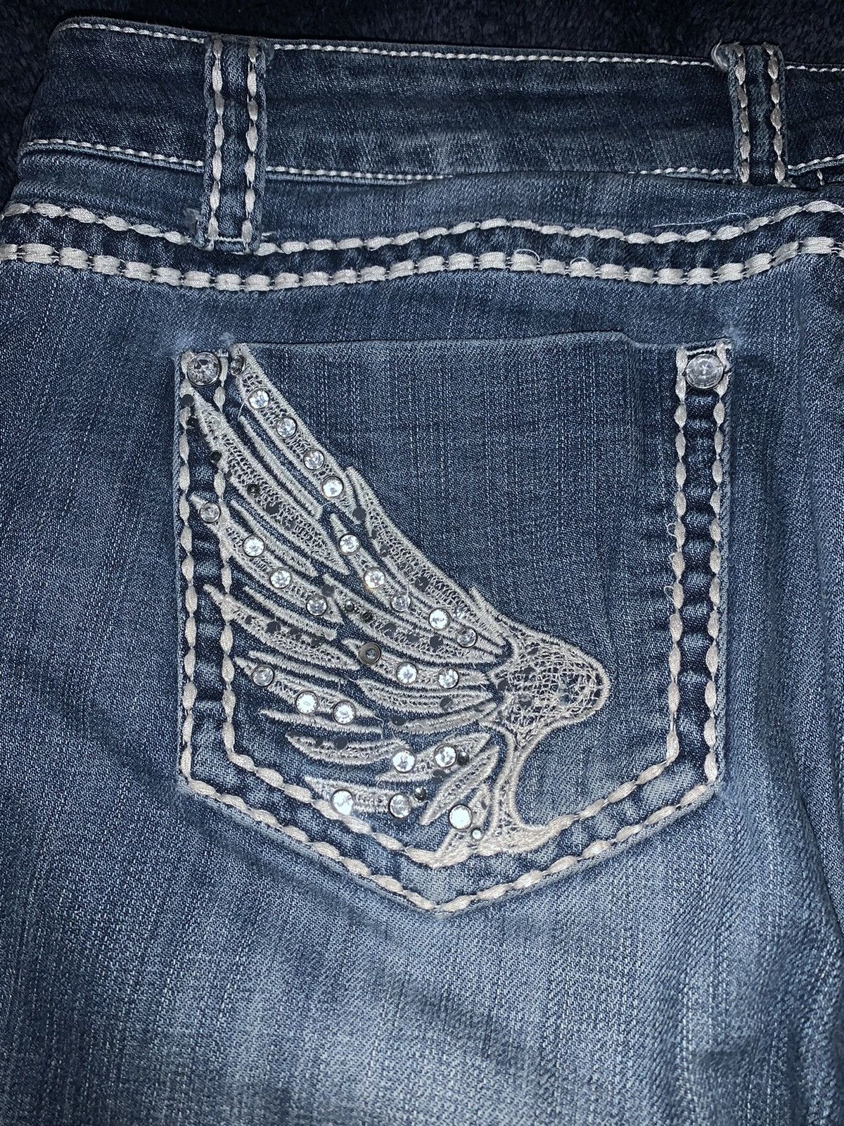 Vintage premiere wing jeans streetwear fashion indie cute y2k scene Size 22" - 4 Thumbnail