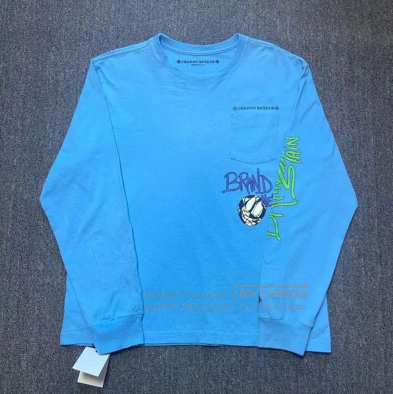 Chrome Hearts Chrome Hearts Long Sleeve Blue T-Shirt . Size US XL / EU 56 / 4 - 1 Thumbnail