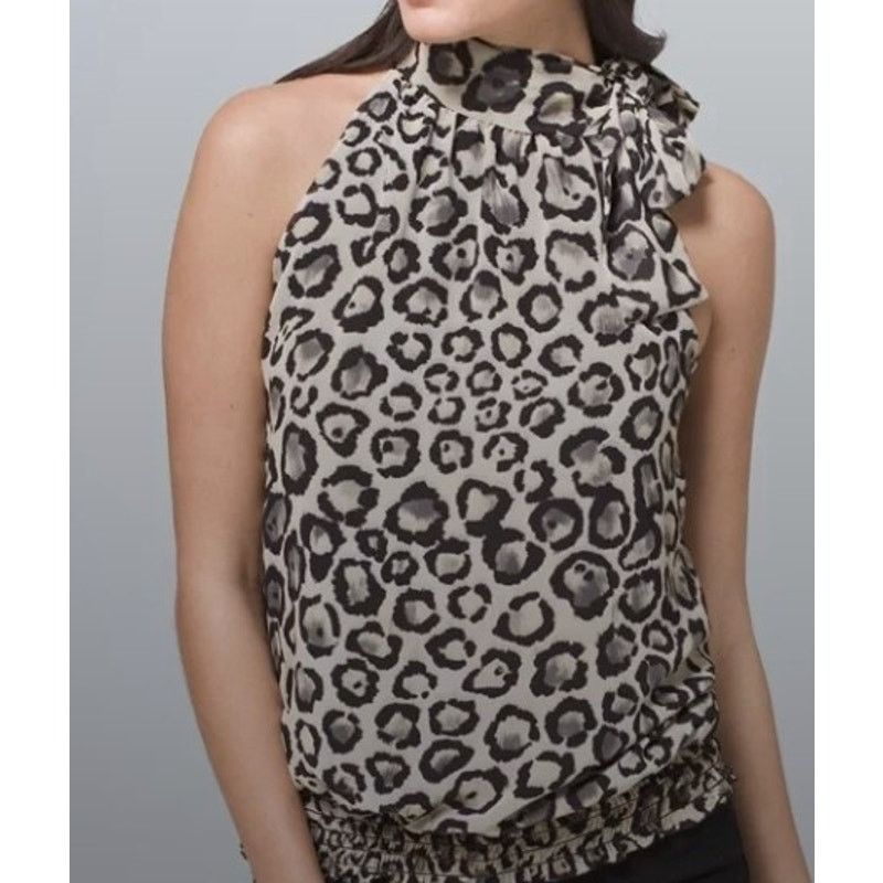 White House Black Market White House Black Market Leopard Halter Tie Neck Top Small Size S / US 4 / IT 40 - 1 Thumbnail