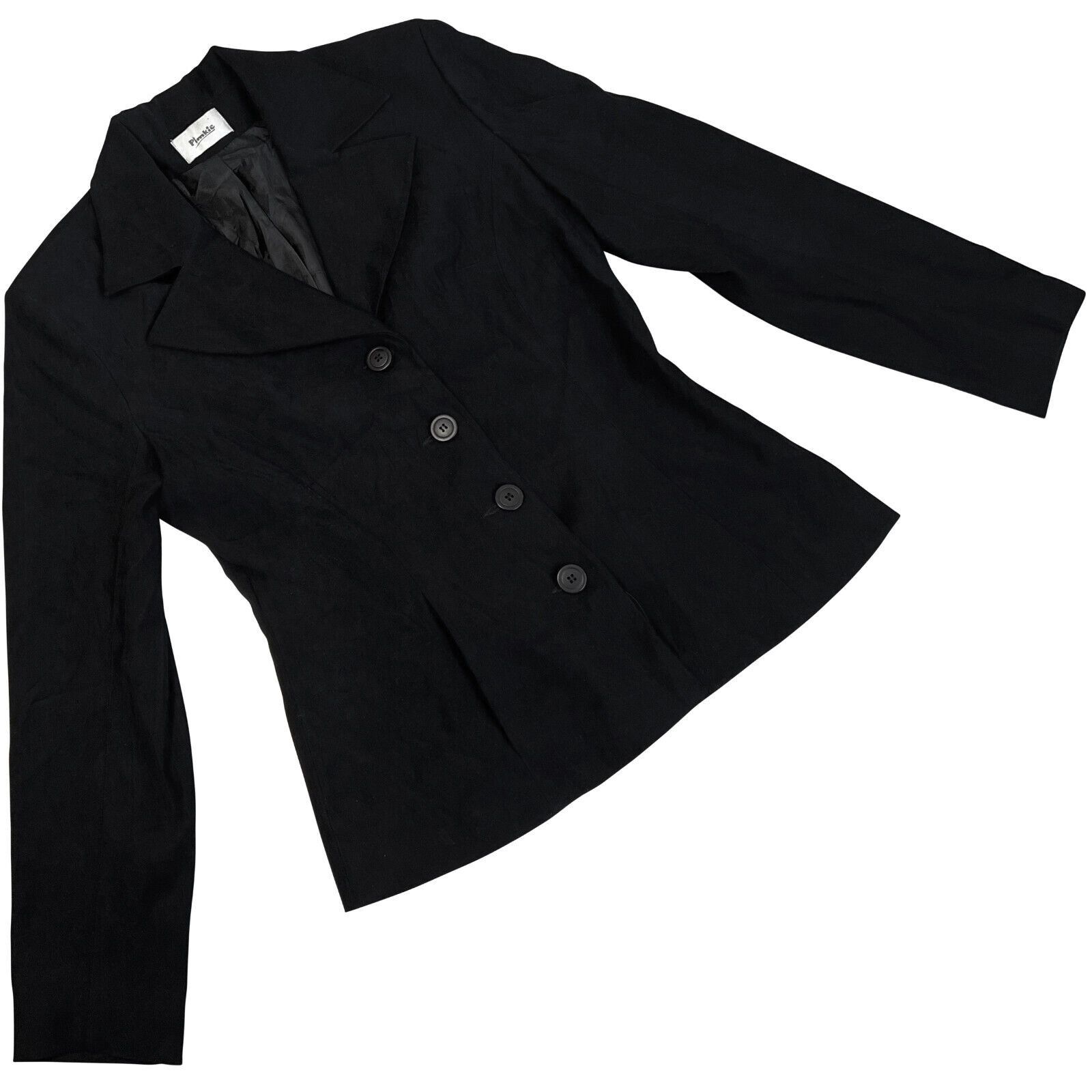 image of Vintage Pimkie (France) Brushed Poly Twill Empire Blazer Black, Women's (Size Large)