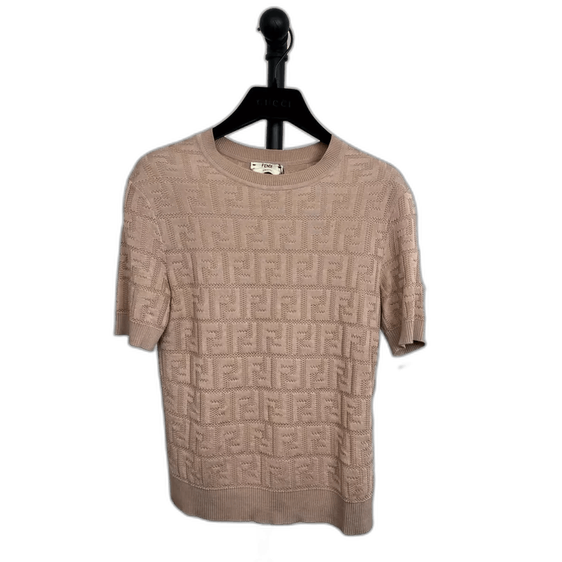 Fendi Pink Double F Knit Short Sleeve-yf