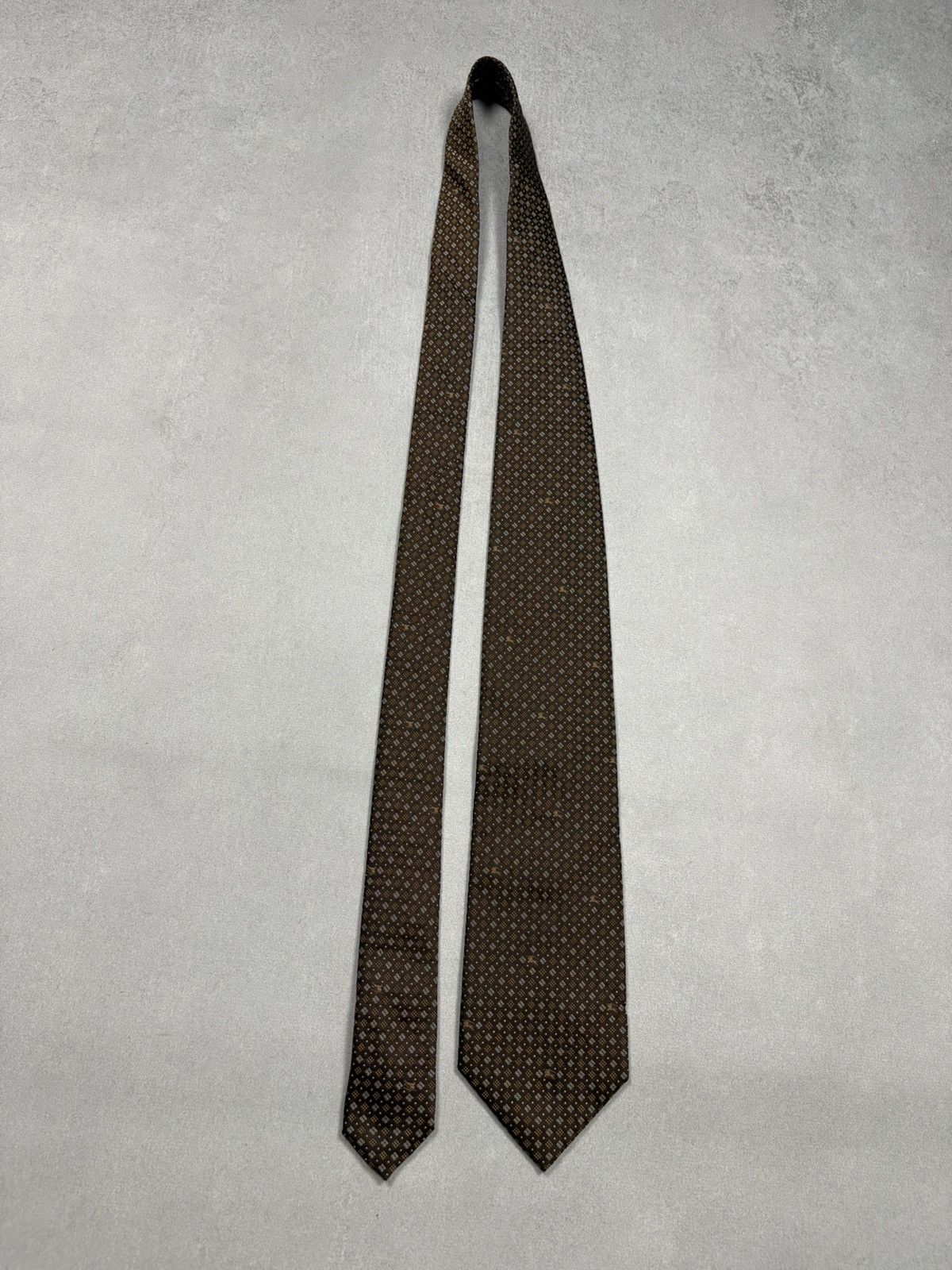 Burberry Burberry London Brown Silk Tie Monogram Pattern Vintage Size ONE SIZE - 2 Thumbnail