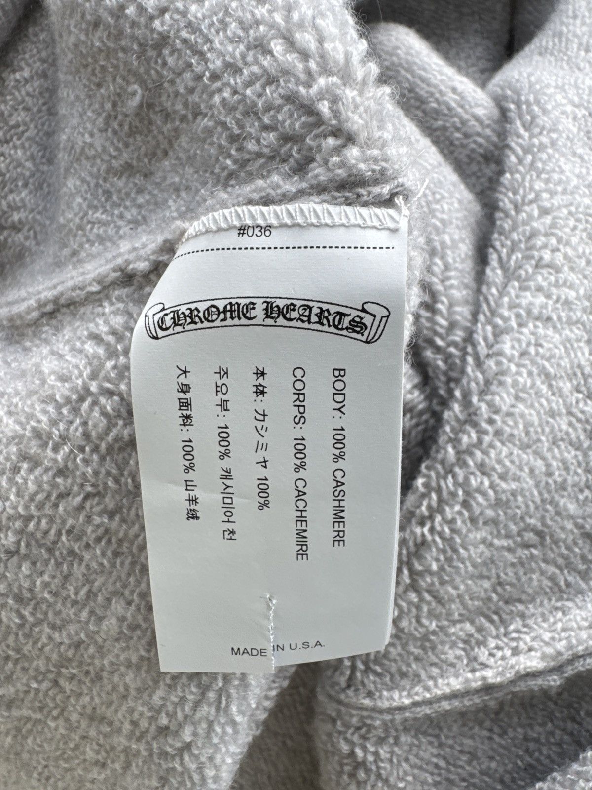 Chrome Hearts CHROME HEARTS GREY CASHMERE HOODIE Size US L / EU 52-54 / 3 - 9 Thumbnail
