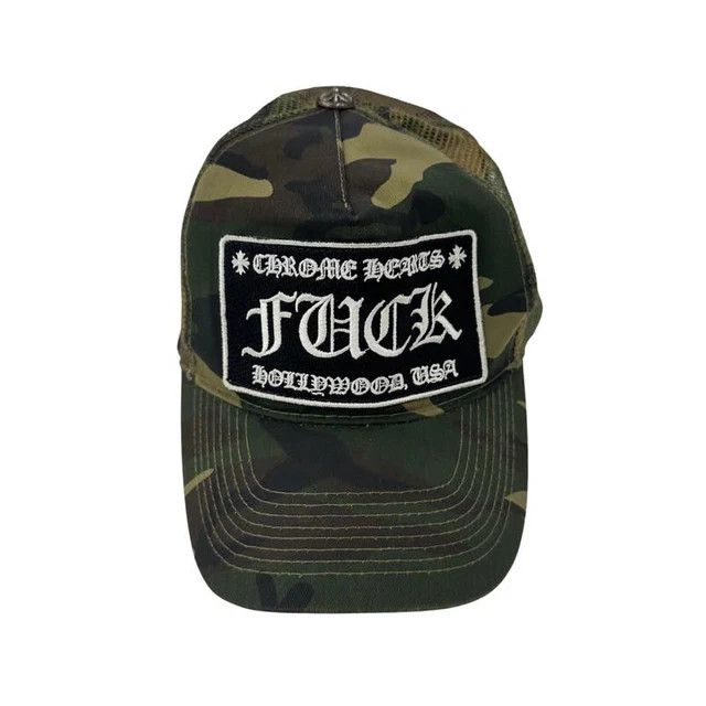 Chrome Hearts Vintage Chrome Hearts FUCK Hollywood Trucker Hat Camo Size ONE SIZE - 1 Thumbnail