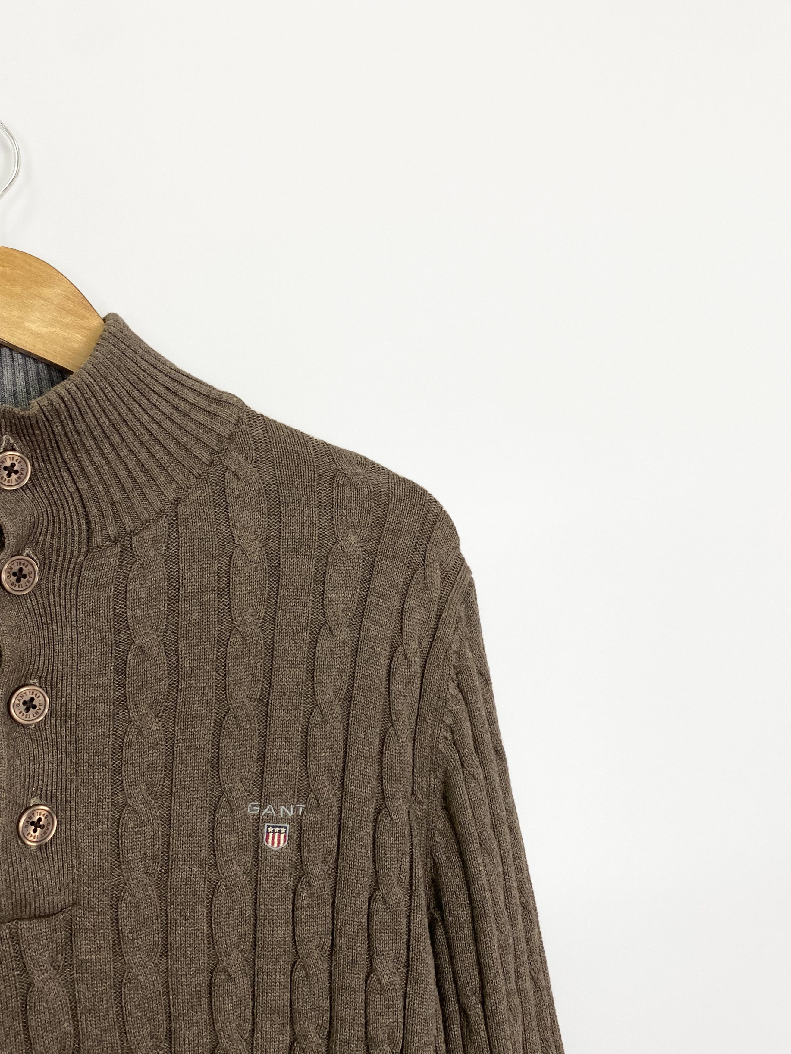 Gant GANT Knitted Button Ups Brown Sweater Size US M / EU 48-50 / 2 - 5 Thumbnail