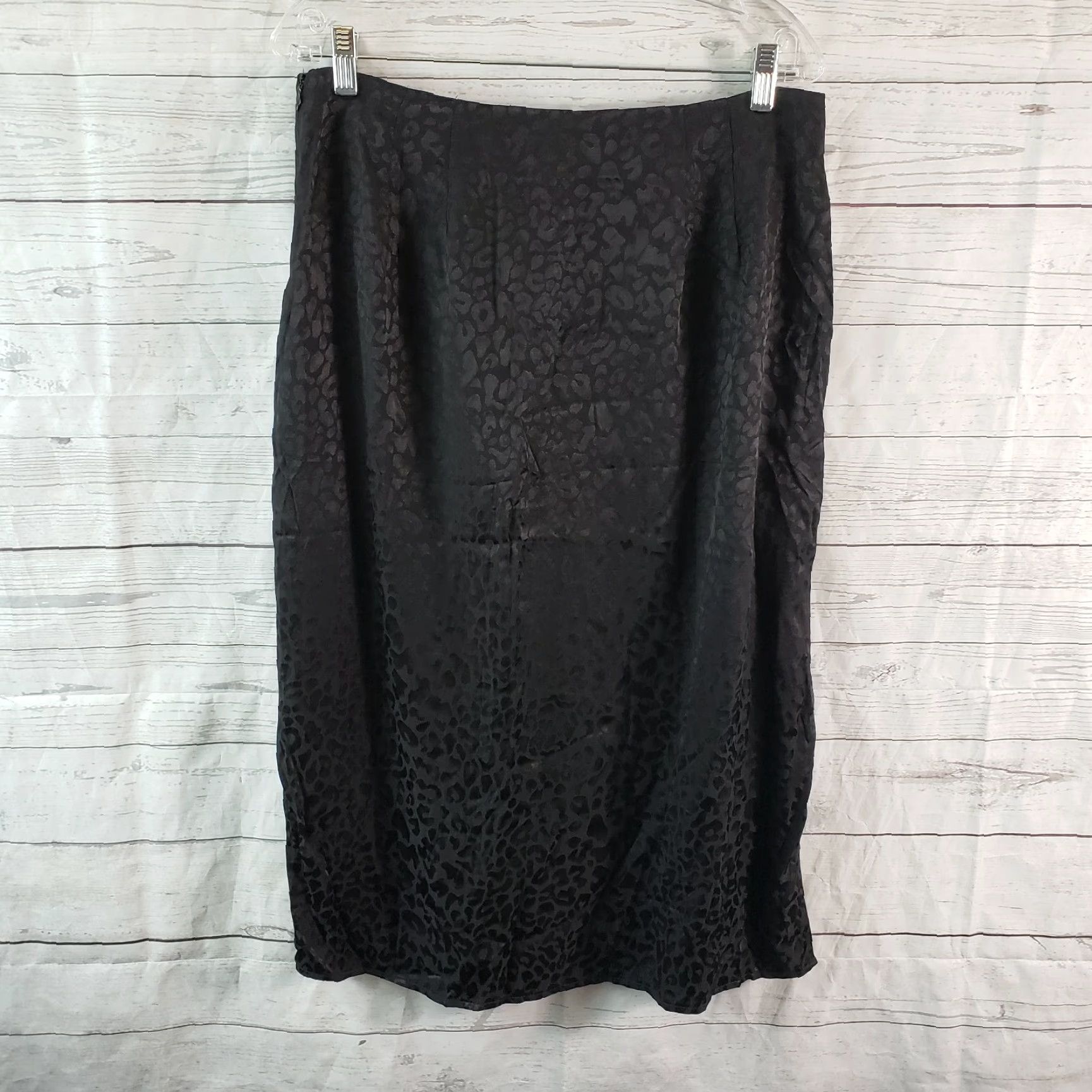 Vintage Dress Forum Skirt Womens L Black Animal Print Midi Tulip Zip Size 36" / US 14 / IT 50 - 3 Thumbnail