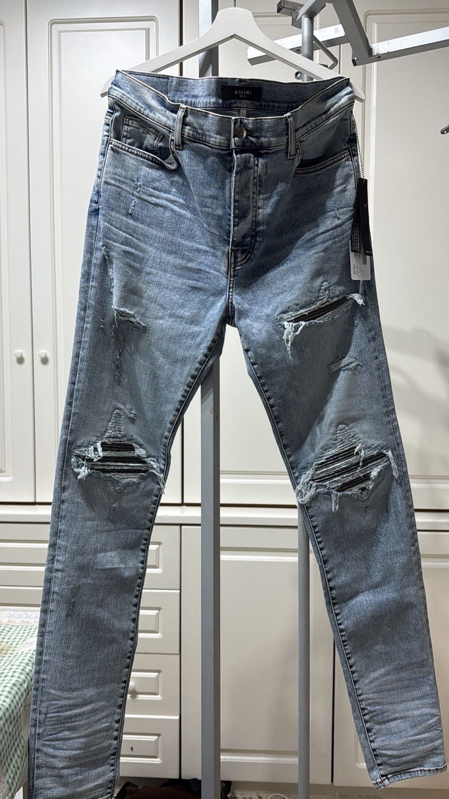 Amiri Amiri mx1 iridescent rainbow patch blue denim jeans Size US 38 / EU 54 - 1 Thumbnail