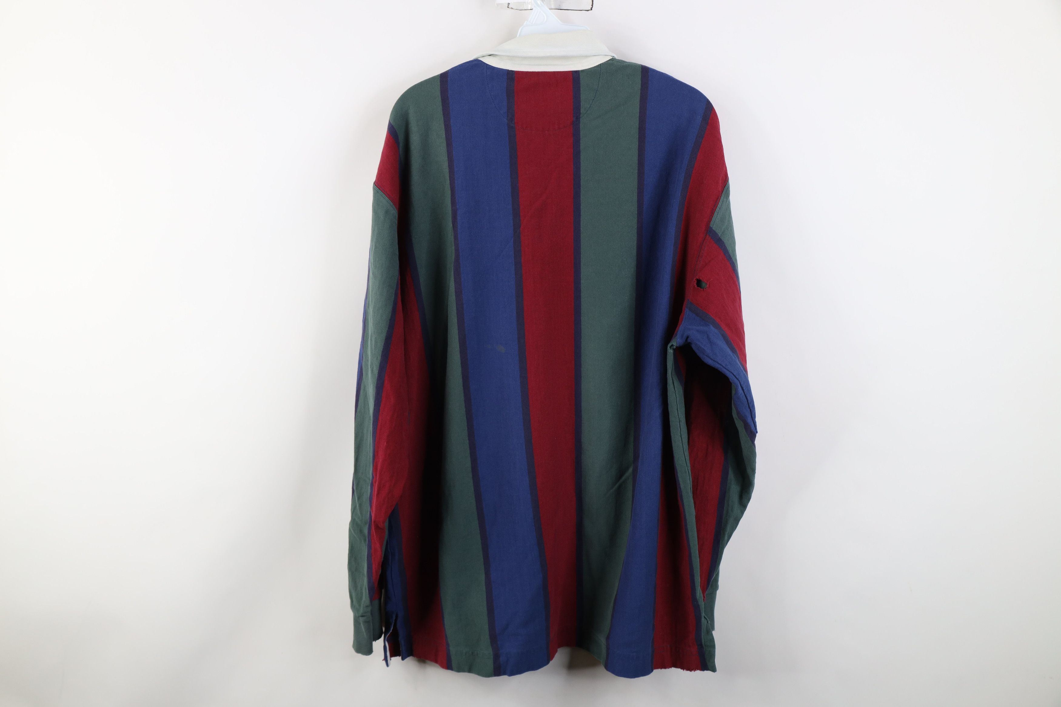 Lands' End Vintage 90s Lands End Striped Long Sleeve Rugby Polo Shirt Size US L / EU 52-54 / 3 - 13 Thumbnail
