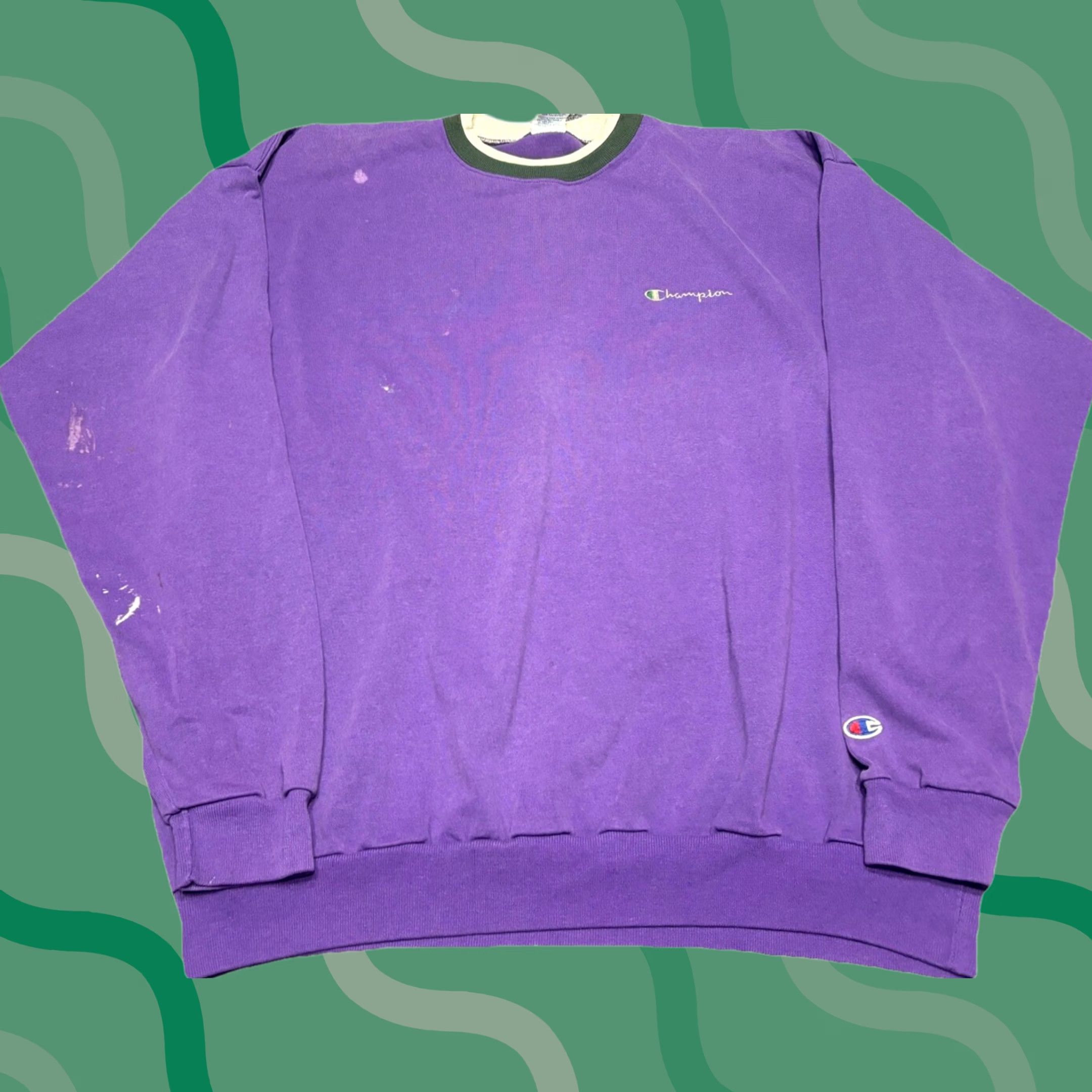 Champion VINTAGE Champion Sweatshirt Pullover 2XL Purple Crew Neck Long Sleeve Logo Sports 90s Men Size US XXL / EU 58 / 5 - 1 Thumbnail