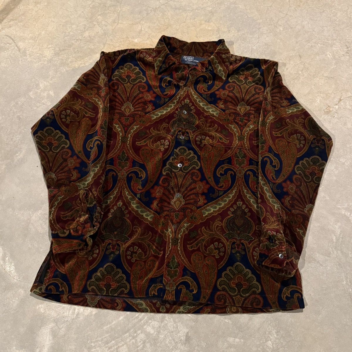 Polo Ralph Lauren Vtg 1990s Polo Ralph Lauren Velvet Paisley Button Up Shirt Size US L / EU 52-54 / 3 - 2 Thumbnail