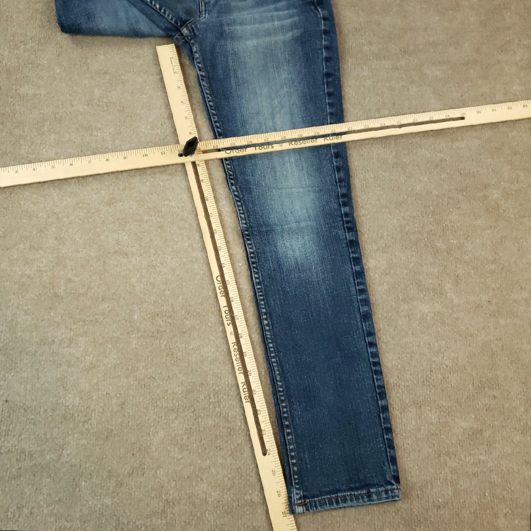 Vintage American Rag Cie Women Blue Denim Skinny Jeans Size 3 Short 27x27 Size 26" / US 2 / IT 38 - 2 Thumbnail