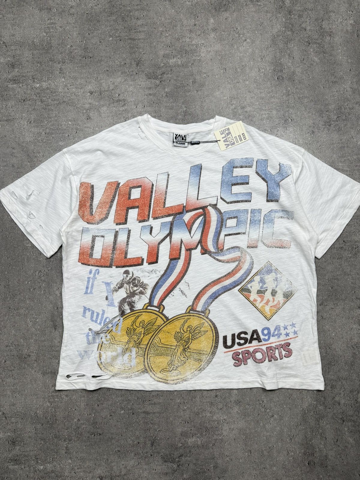 Streetwear T-Shitr Vale Valley Olympic Usa 94 Distressed St