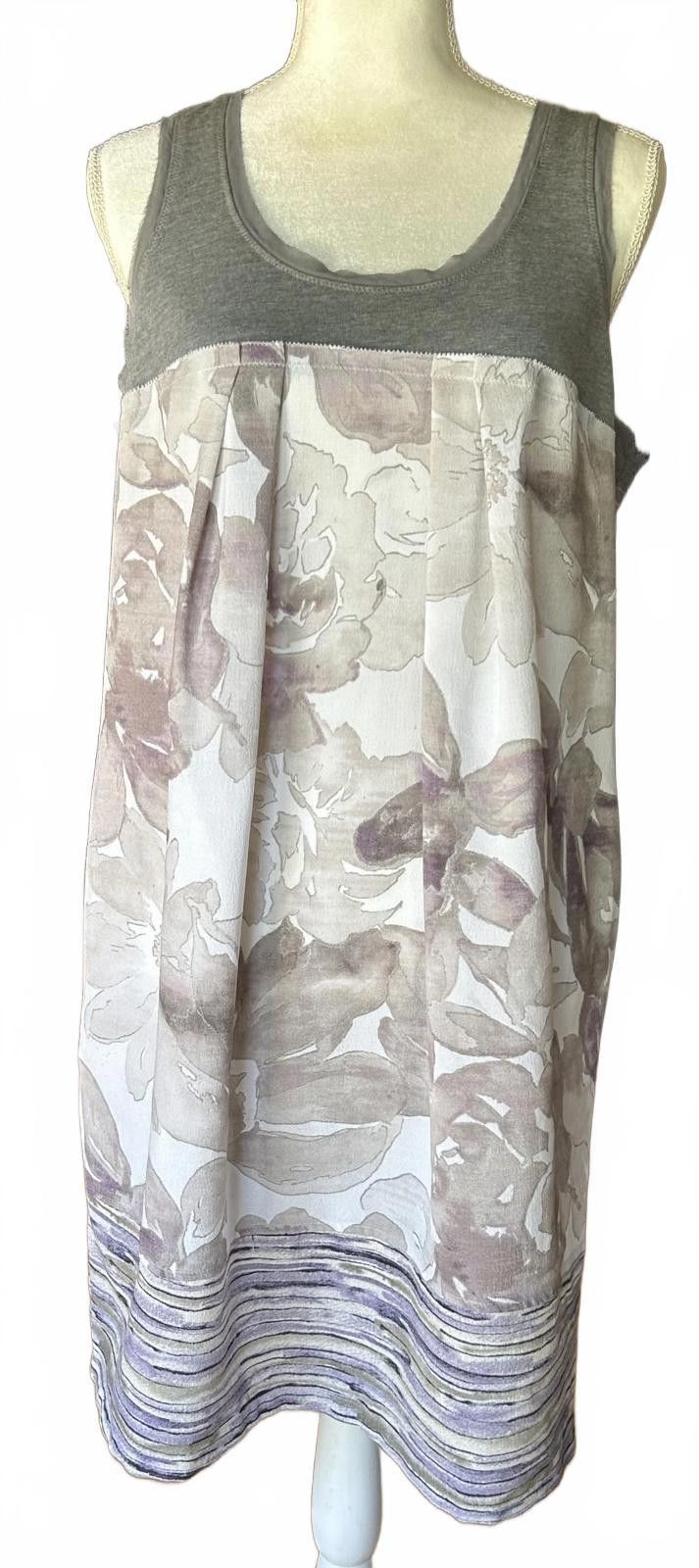 The Unbranded Brand Simply Vera Wang Floral Tunic Dress Raw Edge Gray Top sz L Size L / US 10 / IT 46 - 1 Thumbnail