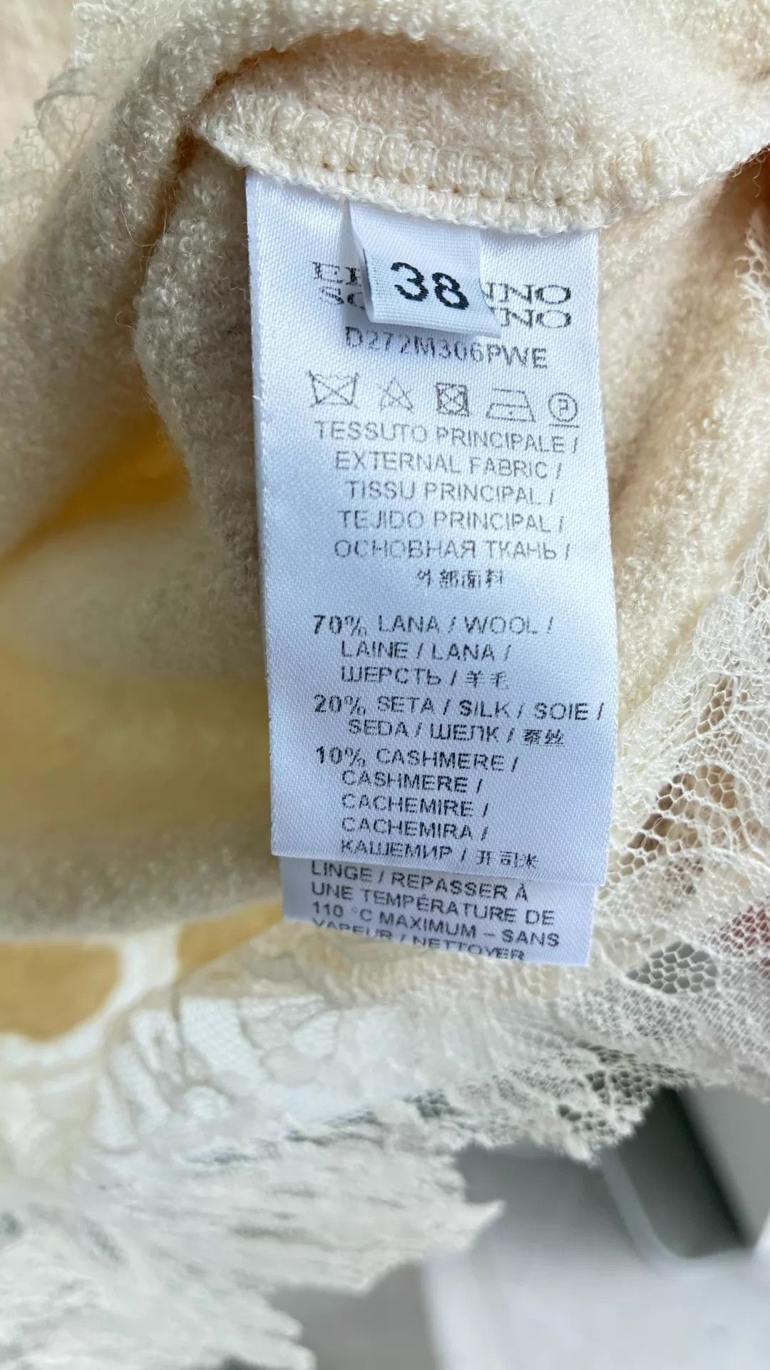 Ermanno Scervino ERMANNO SCERVINO White Lace Cashmere Sweater Womens 38 Size XS / US 0-2 / IT 36-38 - 5 Thumbnail