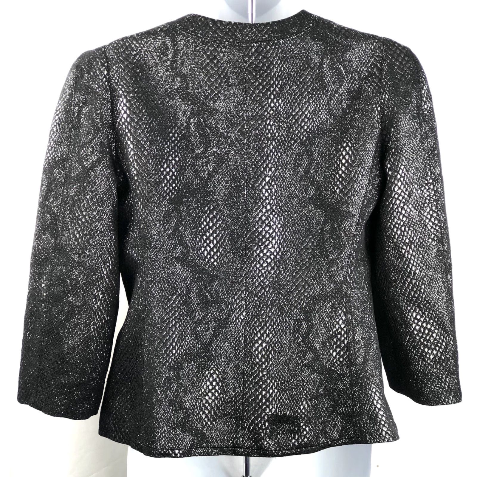 Express Express Blazer Jacket 4 Black Snake Metallic Hook Front 3/4 Sleeves Lapel Lined Size S / US 4 / IT 40 - 3 Thumbnail