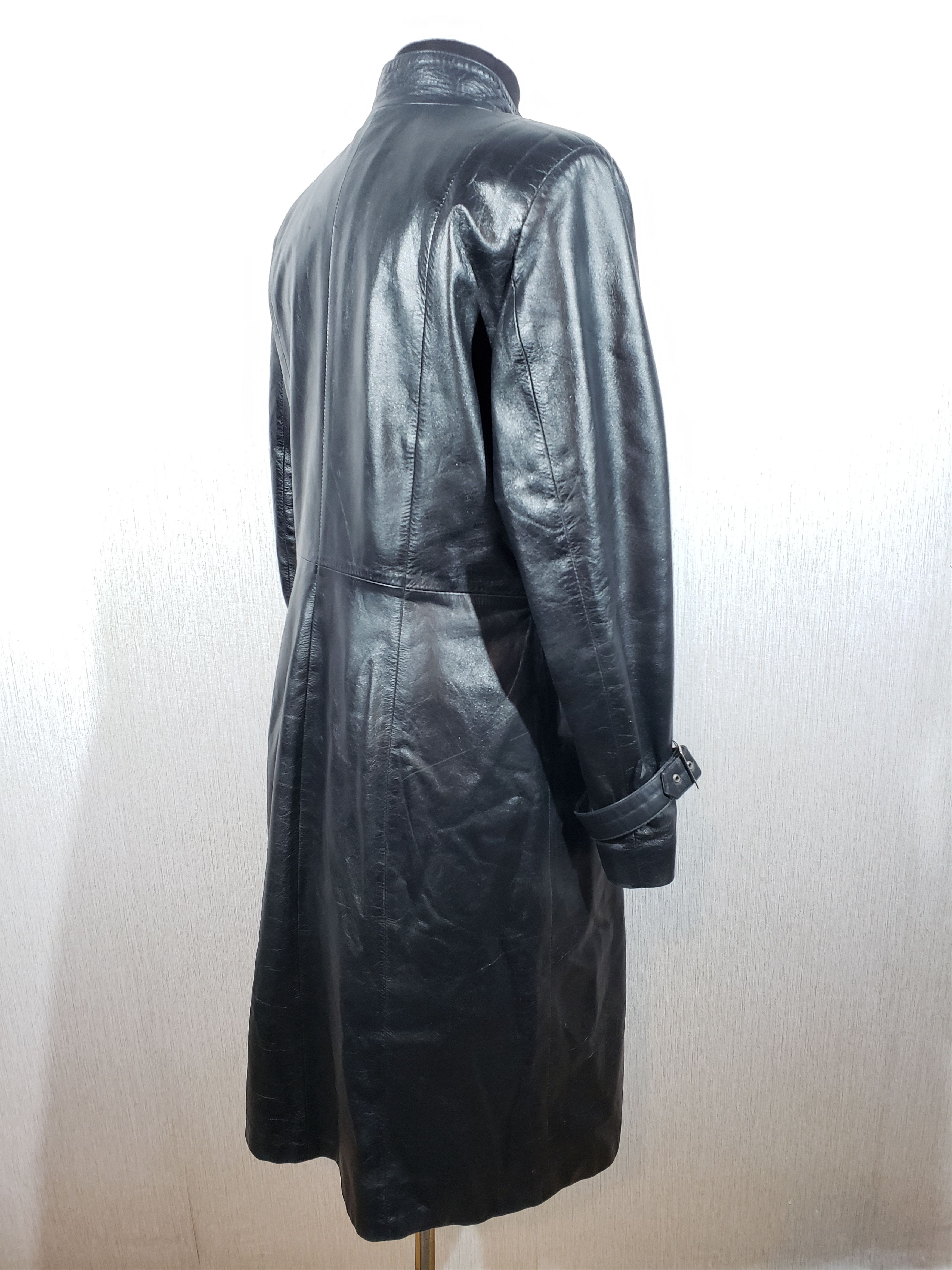 Other Women's black leather long jacket. Size XL / US 12-14 / IT 48-50 - 5 Thumbnail