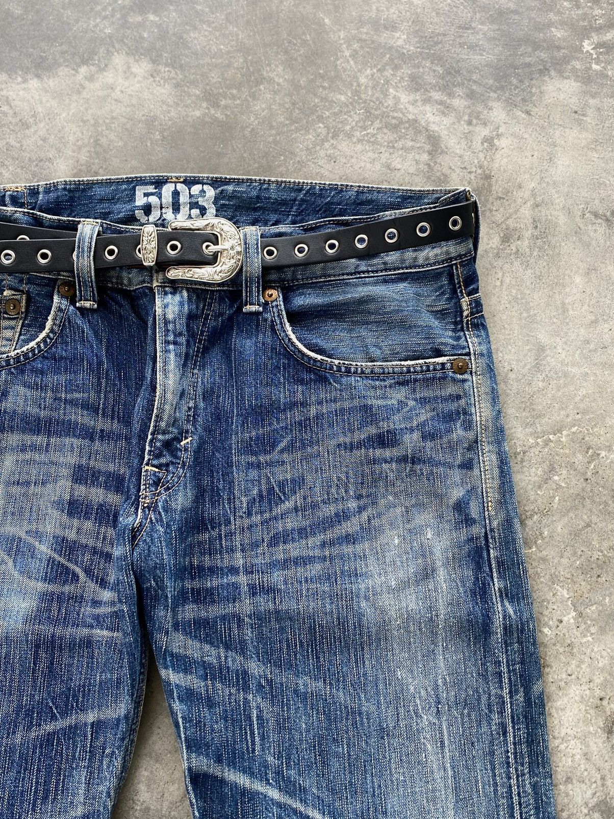If Six Was Nine Vtg Edwin Jpn Flared Denim Crazy Fade Distressed 🇯🇵 Size US 37 - 7 Thumbnail