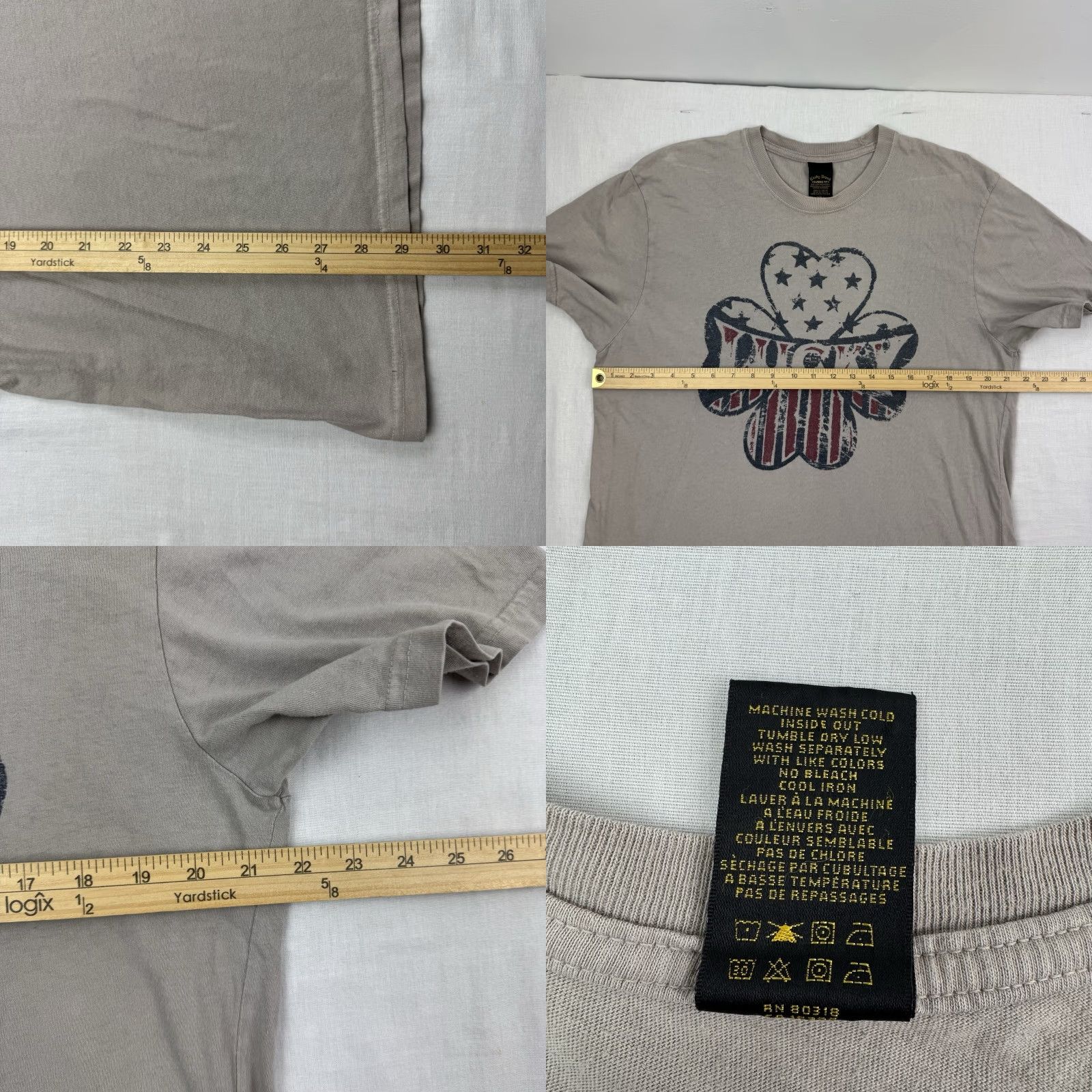 Lucky Brand VINTAGE Lucky Brand T Shirt Adult L Beige 4 Leaf Clover Hipster 90s Y2K California USA Mens Size US L / EU 52-54 / 3 - 8 Thumbnail