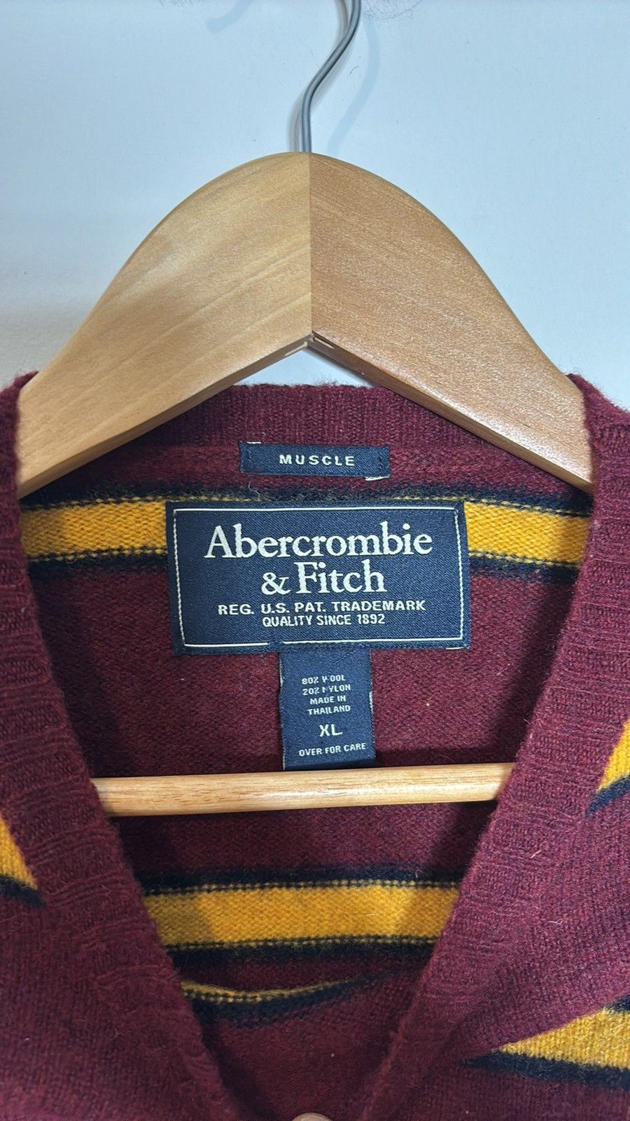 Abercrombie & Fitch Vintage Y2K Abercrombie Muscle Fit Striped Wool Sweater Size US XL / EU 56 / 4 - 2 Thumbnail