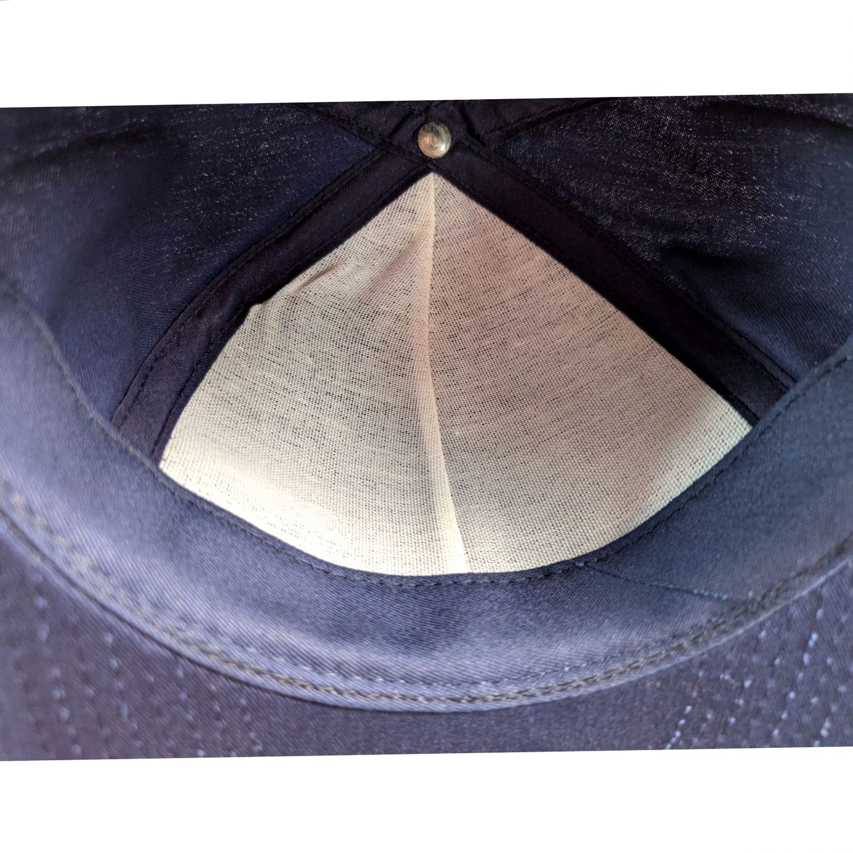 Vintage VINTAGE Blue FOG Embroidery Navy Blue Twill Fitted Hat Made in USA Large XL Hat Mens Big Navy Cap Size ONE SIZE - 5 Thumbnail