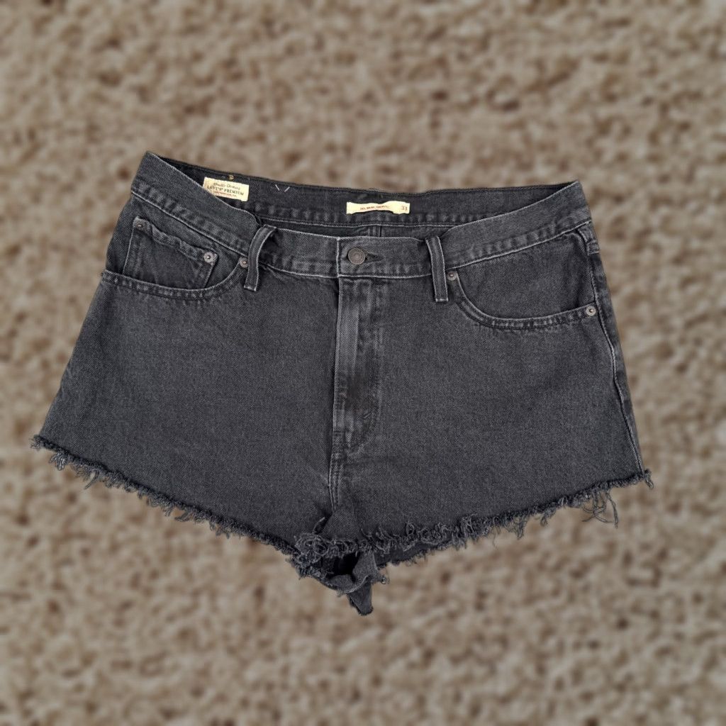 Levi's VINTAGE Levis Shorts Womens Black Denim 33 High Rise 80s Cut-Off 5-Pocket Stretch Jeans Short Size 24" / US 00 / IT 34 - 1 Thumbnail