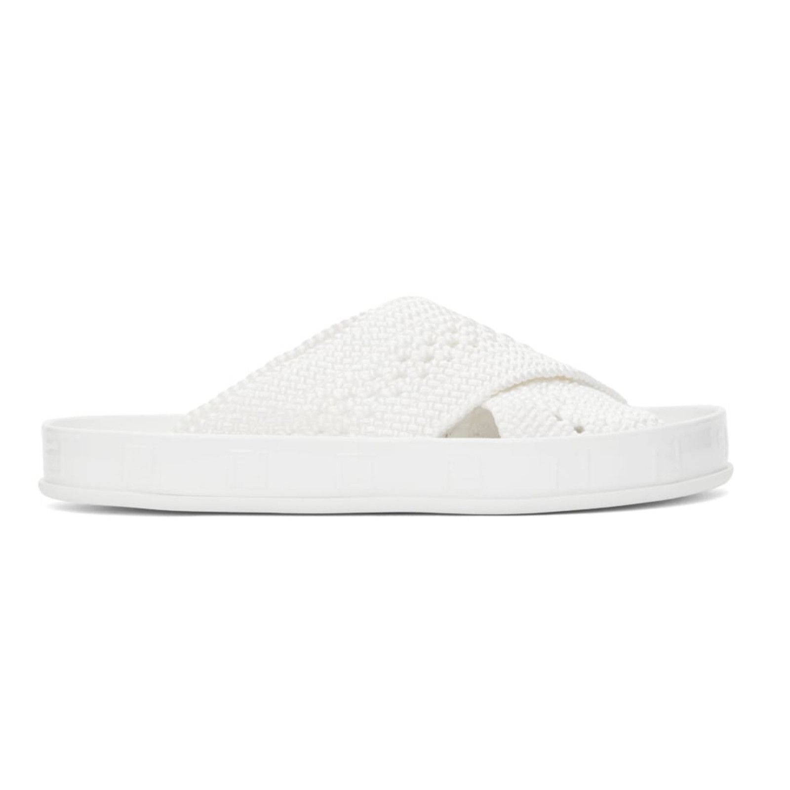 Fendi Fendi White Criss Cross Woven Logo Mule Slide Slip On Flat Size US 7 / IT 37 - 1 Thumbnail