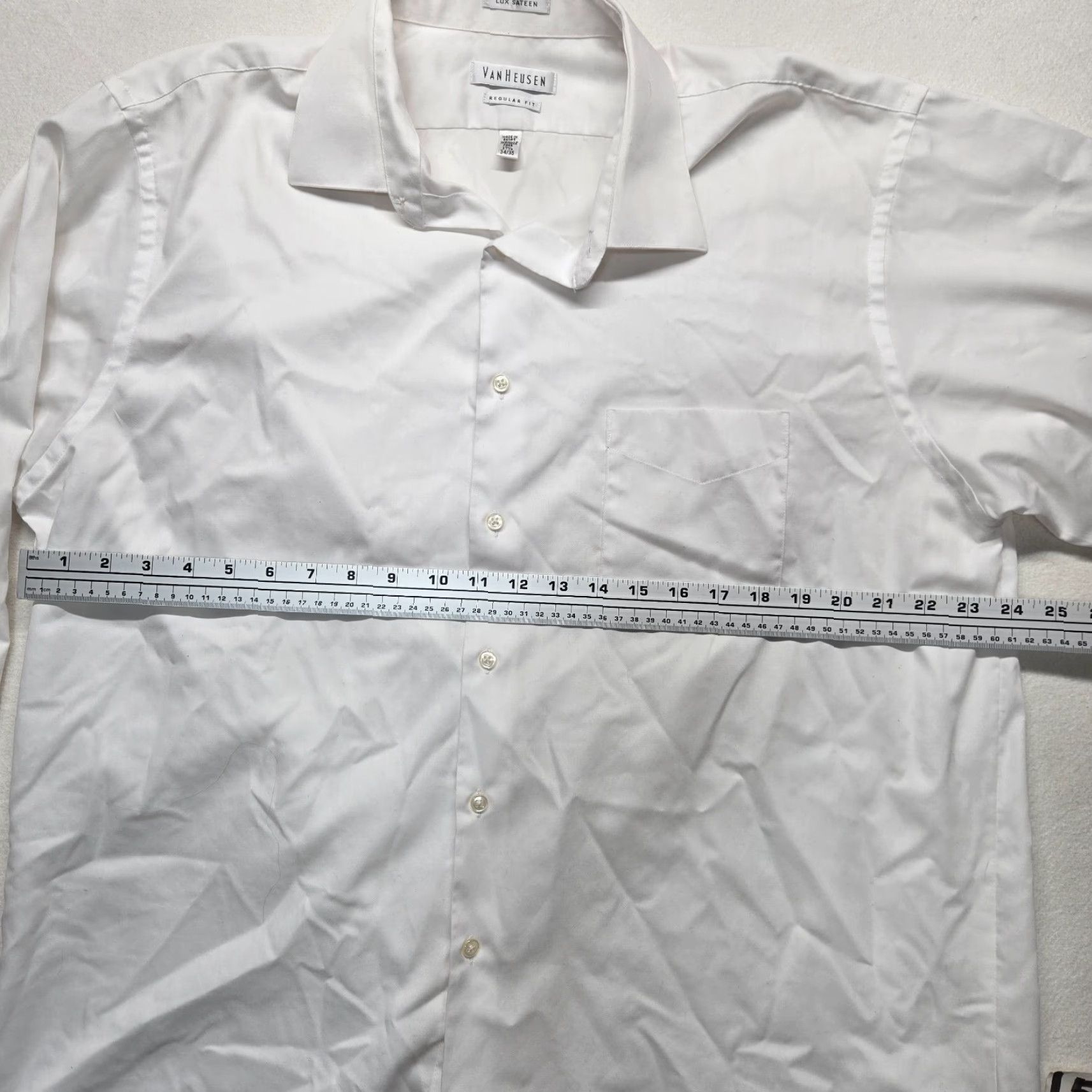 Van Heusen VINTAGE Van Heusen Dress Shirt Men's Regular Fit 17.5 White Cotton Blend Solid 90s Size 46R - 4 Thumbnail