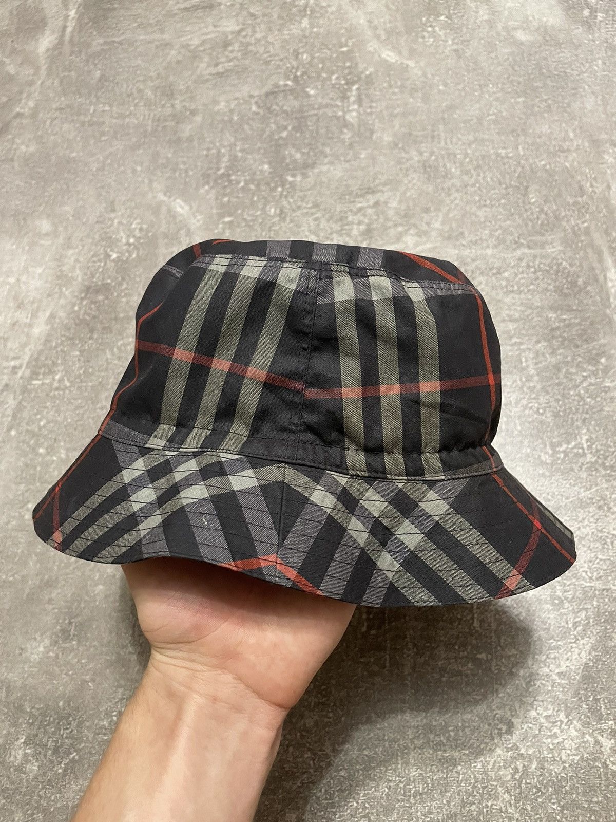 Vintage Burberrys logo bucket hat cotton panama