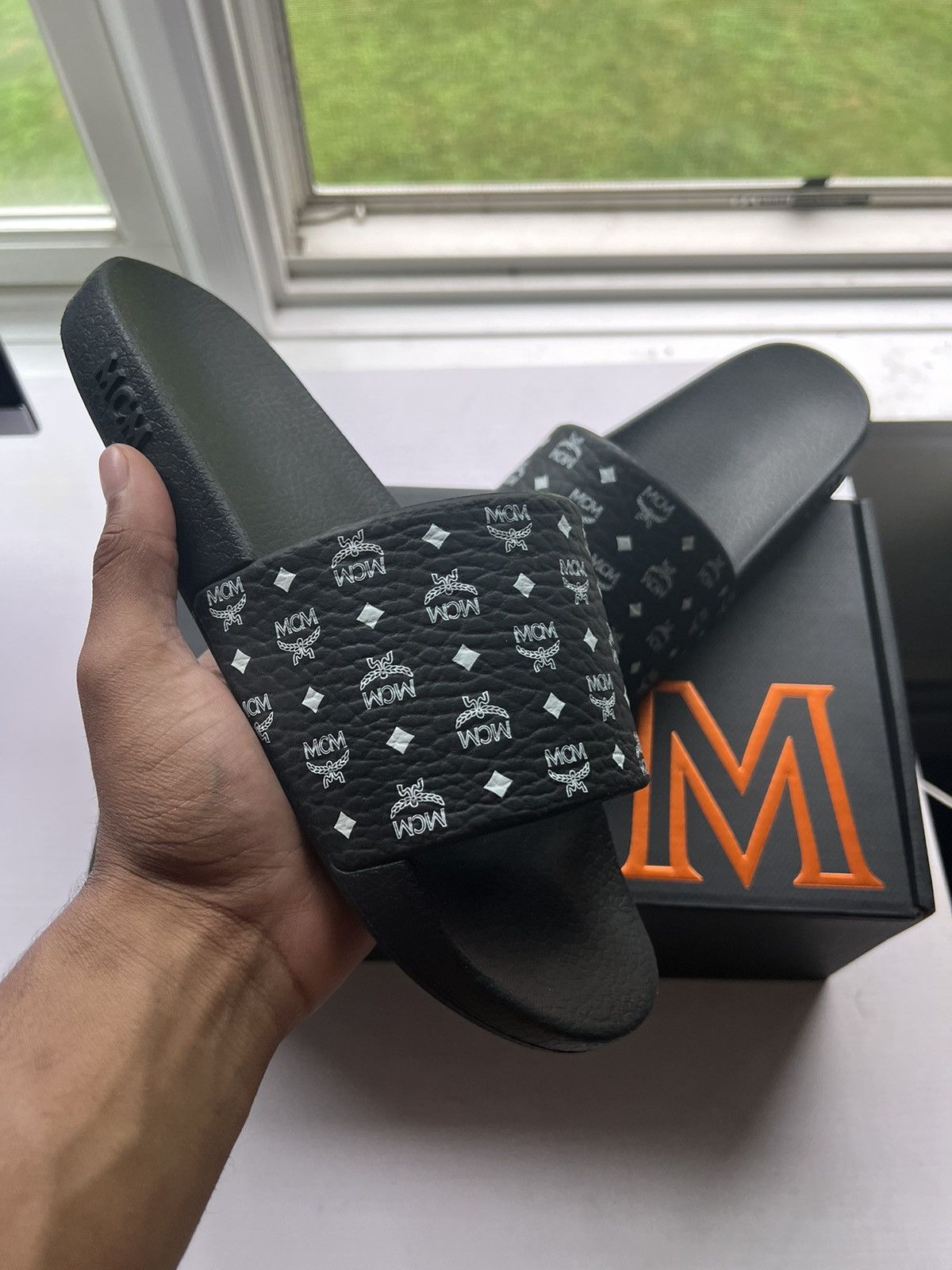 MCM Black monogram MCM Slides Size US 10 / EU 43 - 2 Thumbnail