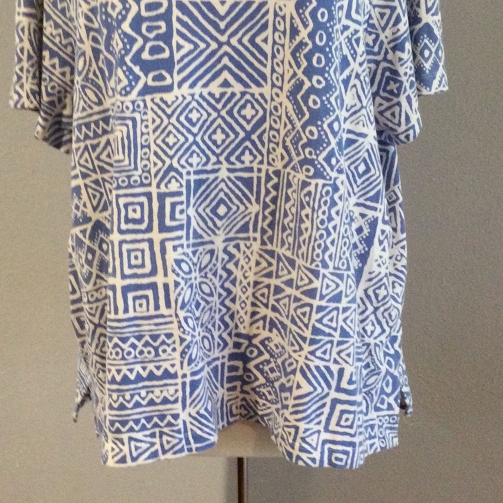 Other Alfred Dunner Blue/White Studded Geometric Print Top 2X Size XXL / US 16-18 / IT 52-54 - 3 Thumbnail