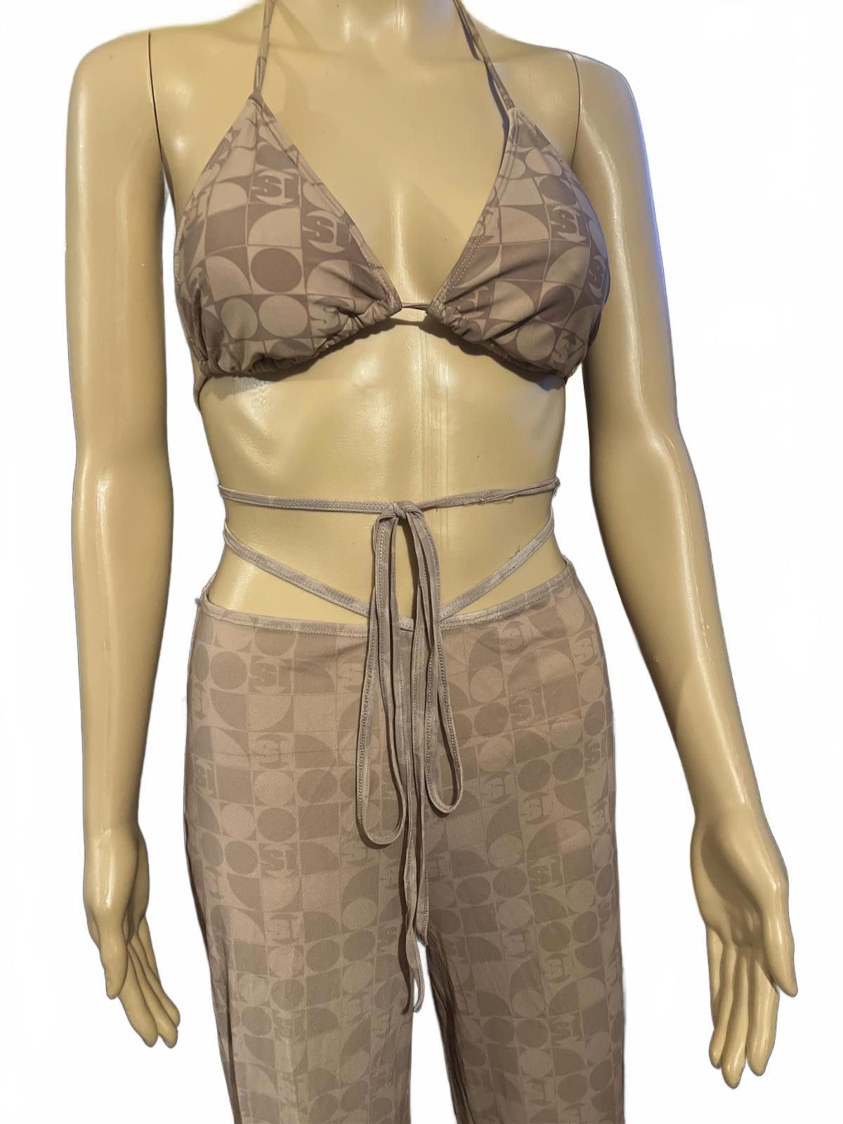 Other Sports Illustrated Brown 2Piece Halter Top Flared Pants OS Size ONE SIZE - 2 Thumbnail