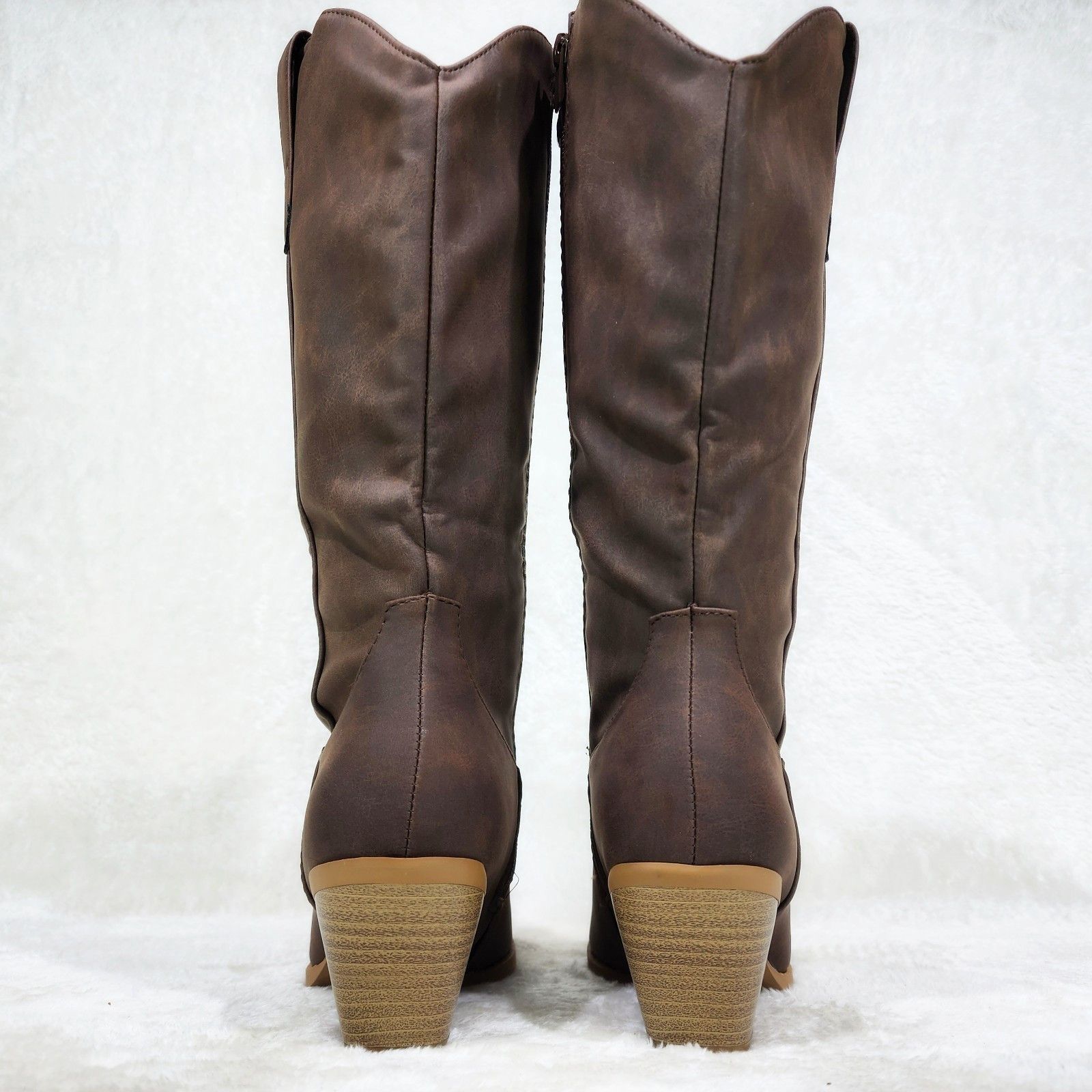 Other Dark Brown Faux Nubuck Country Western Cowgirl Knee Boots Size US 6.5 / IT 36.5 - 4 Thumbnail