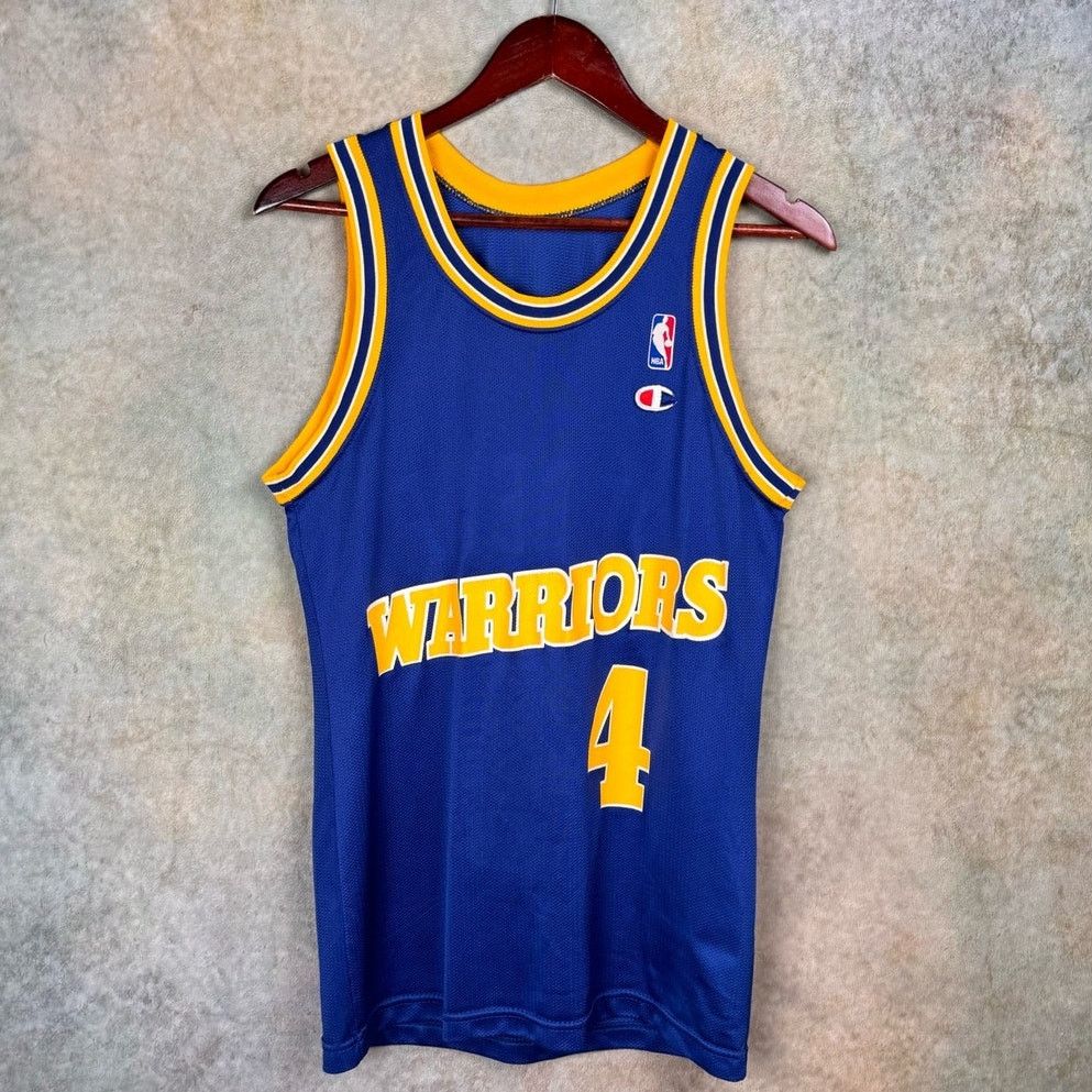 Champion × NBA × Vintage VTG 90s Chris Webber Golden State Warriors Jersey Sz M Blue Size US M / EU 48-50 / 2 - 1 Thumbnail