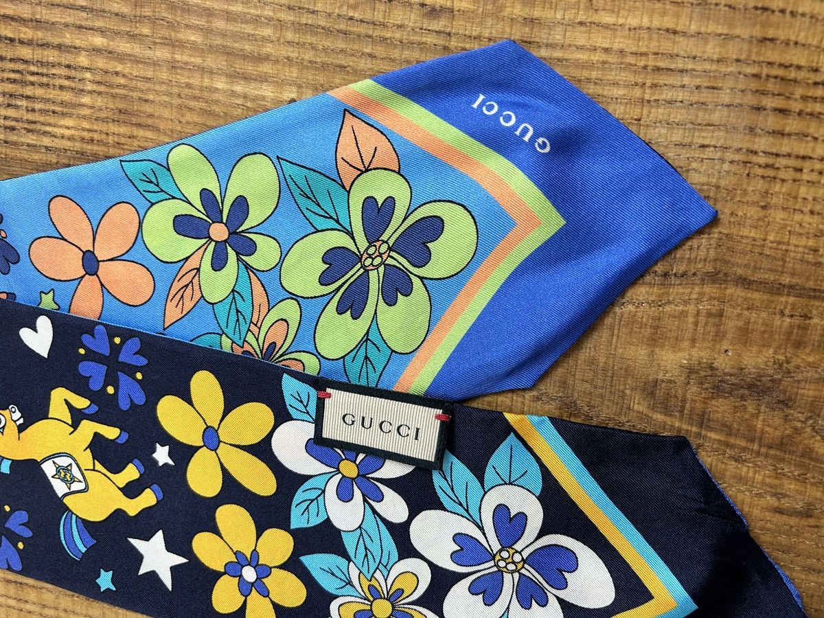 Gucci Gucci Silk Twill Floral Cute Horse Print Scarf Size ONE SIZE - 7 Thumbnail