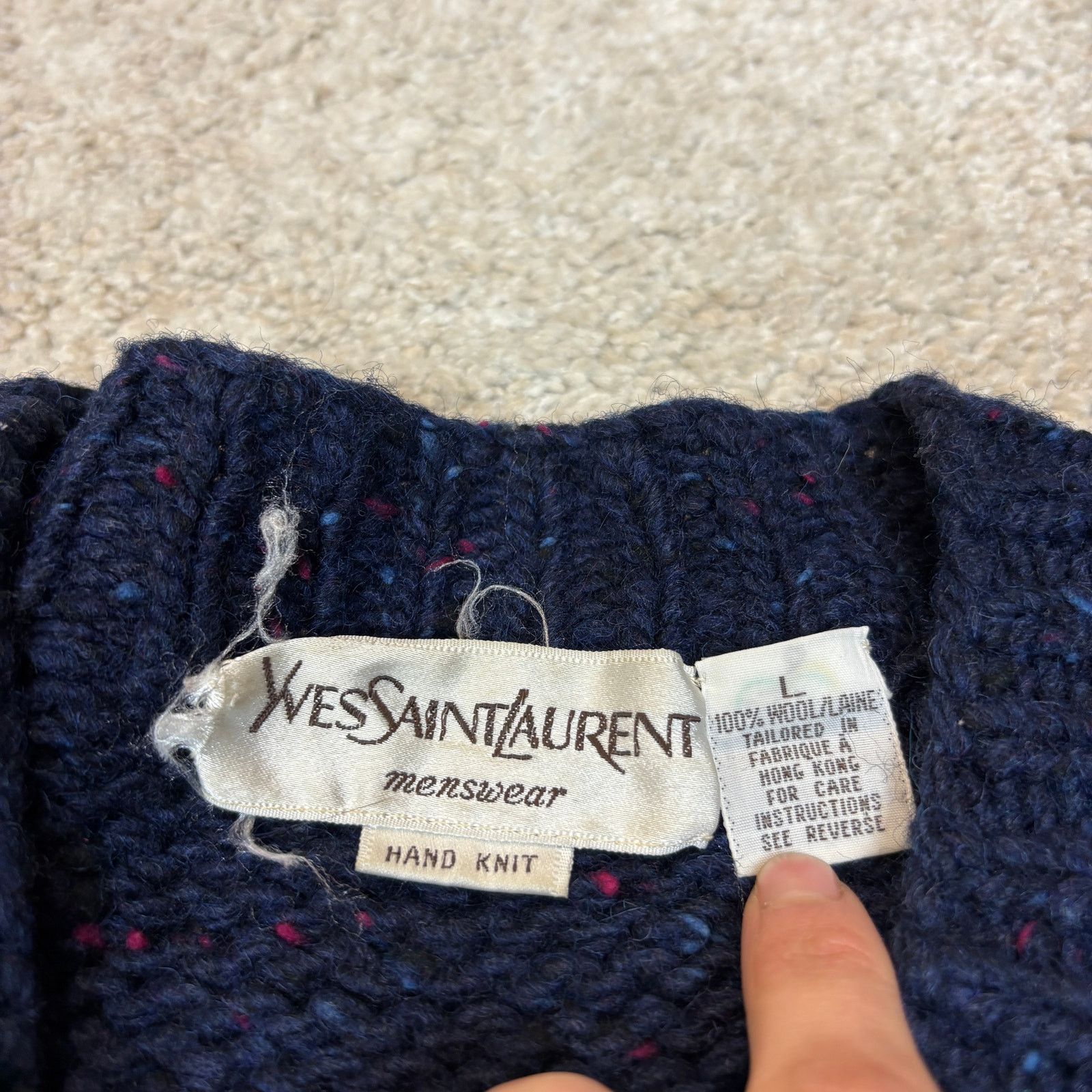 Vintage × Yves Saint Laurent Vintage Yves Saint Laurent YSL Menswear Wool Sweater Large Size US L / EU 52-54 / 3 - 4 Thumbnail