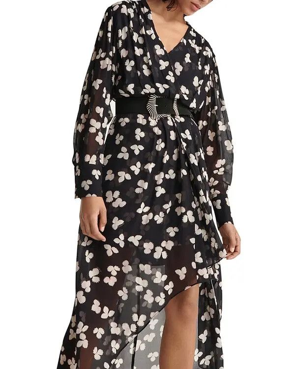 The Kooples The Kooples Asymmetric Flowing Floral Maxi Dress Sleeve Sz 3 Size L / US 10 / IT 46 - 1 Thumbnail