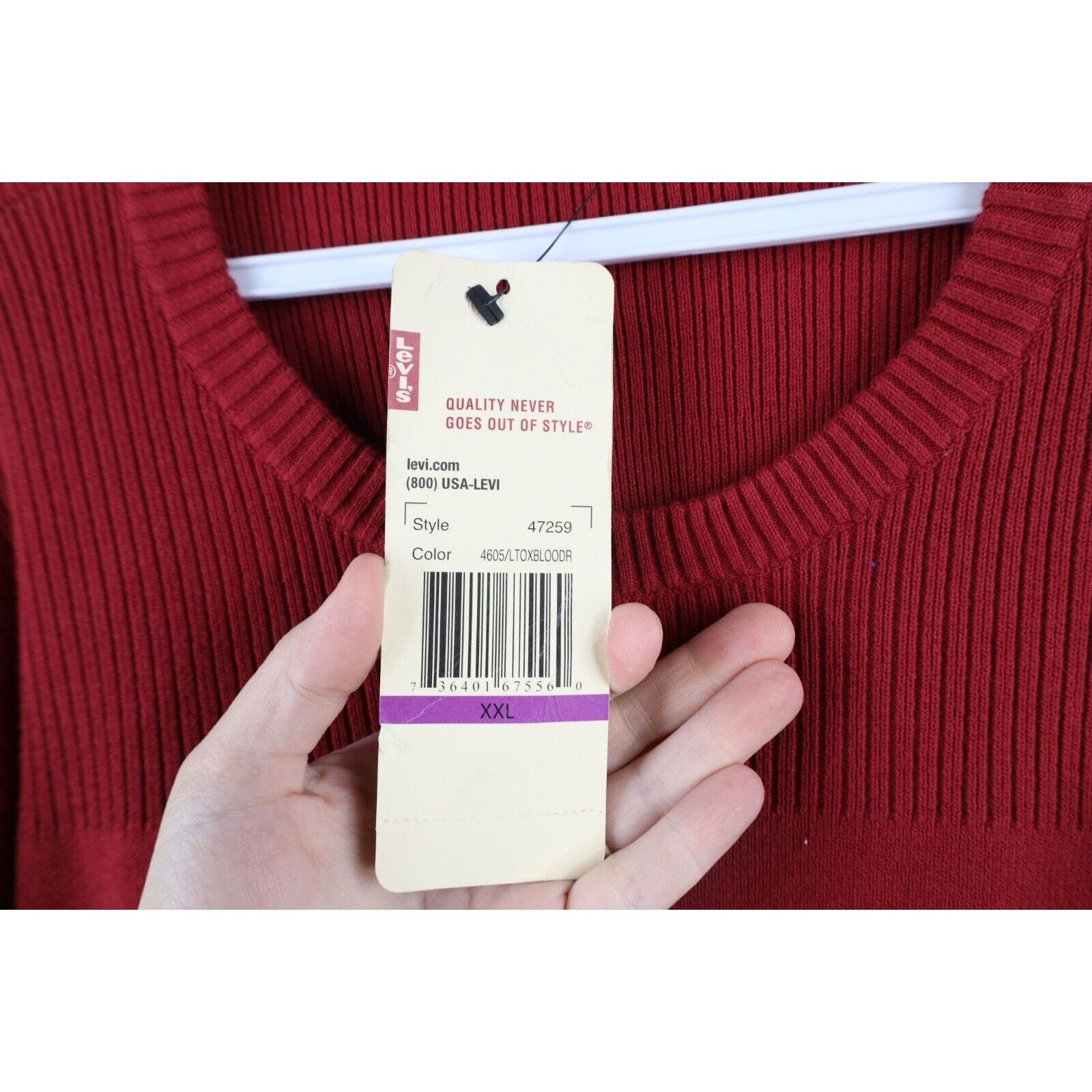 Levi's × Vintage Deadstock Vintage Y2K 2003 Levis Blank Ribbed Knit Sweater Size US XXL / EU 58 / 5 - 6 Thumbnail