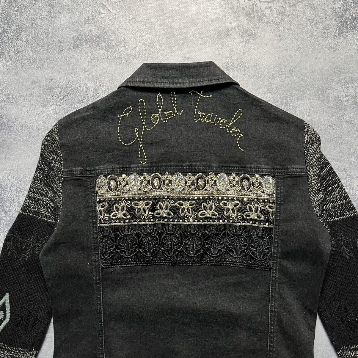 Desigual × Vintage Vintage Desigual Denim Jacket Knitted Sleeve Y2K Streetwear Size XS / US 0-2 / IT 36-38 - 12 Thumbnail