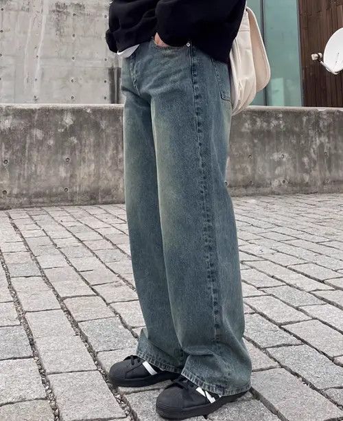 Japanese Brand × Jean Vintage washed distressed loose wide-leg straight jeans Size US 32 / EU 48 - 3 Thumbnail