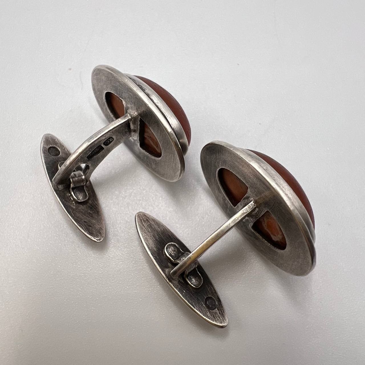 Sterling Silver Vintage Cufflinks Silver 875 Natural Baltic Amber Marked Size ONE SIZE - 5 Thumbnail