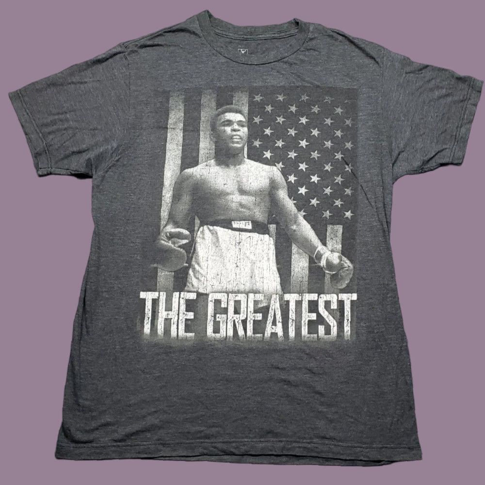Vintage Ali T-Shirt Mens M Dark Gray The Greatest Print Short Sleeve Crew Neck Pullover Size US M / EU 48-50 / 2 - 1 Thumbnail