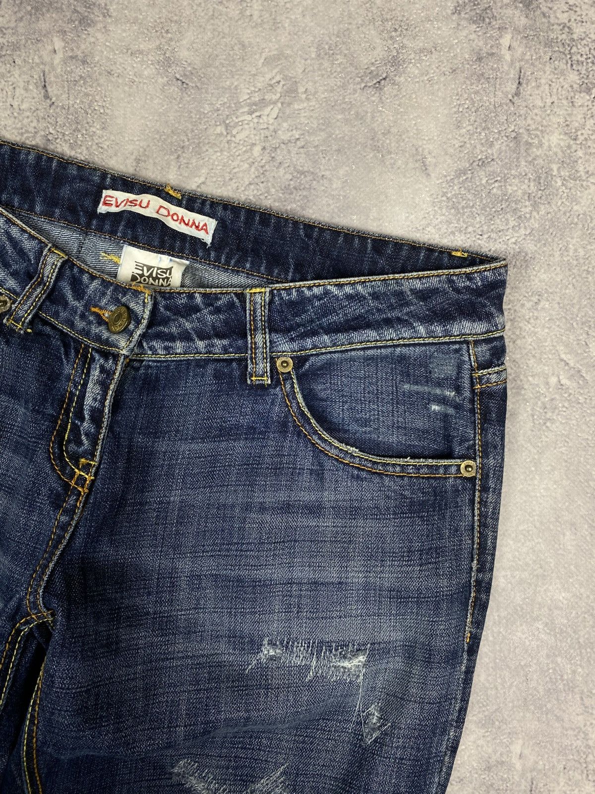 Evisu Evisu Donna Flared Bootcut Jeans Stonewashed y2k japanese Size 31" - 14 Thumbnail