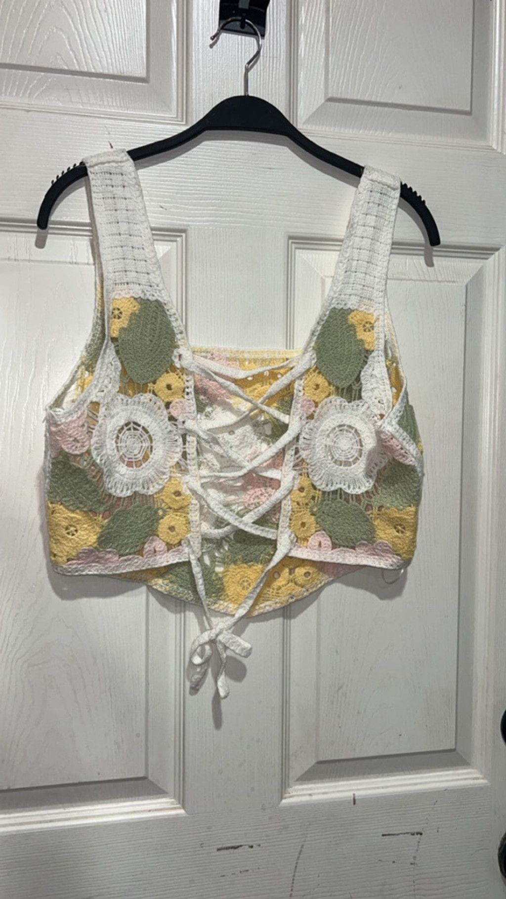 Other Women's Bleu La La Crochet Floral Crop Top L Yellow Green Size L / US 10 / IT 46 - 3 Thumbnail