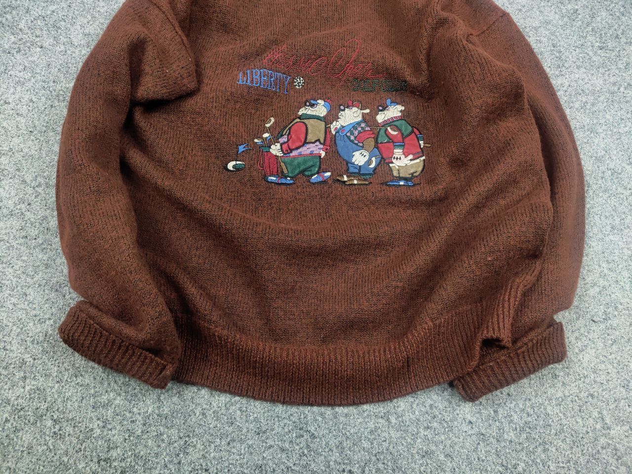 Japanese Brand Vintage 80's Liberty Logo Golf Club Knit Brown Sweater Wool Size US M / EU 48-50 / 2 - 6 Thumbnail