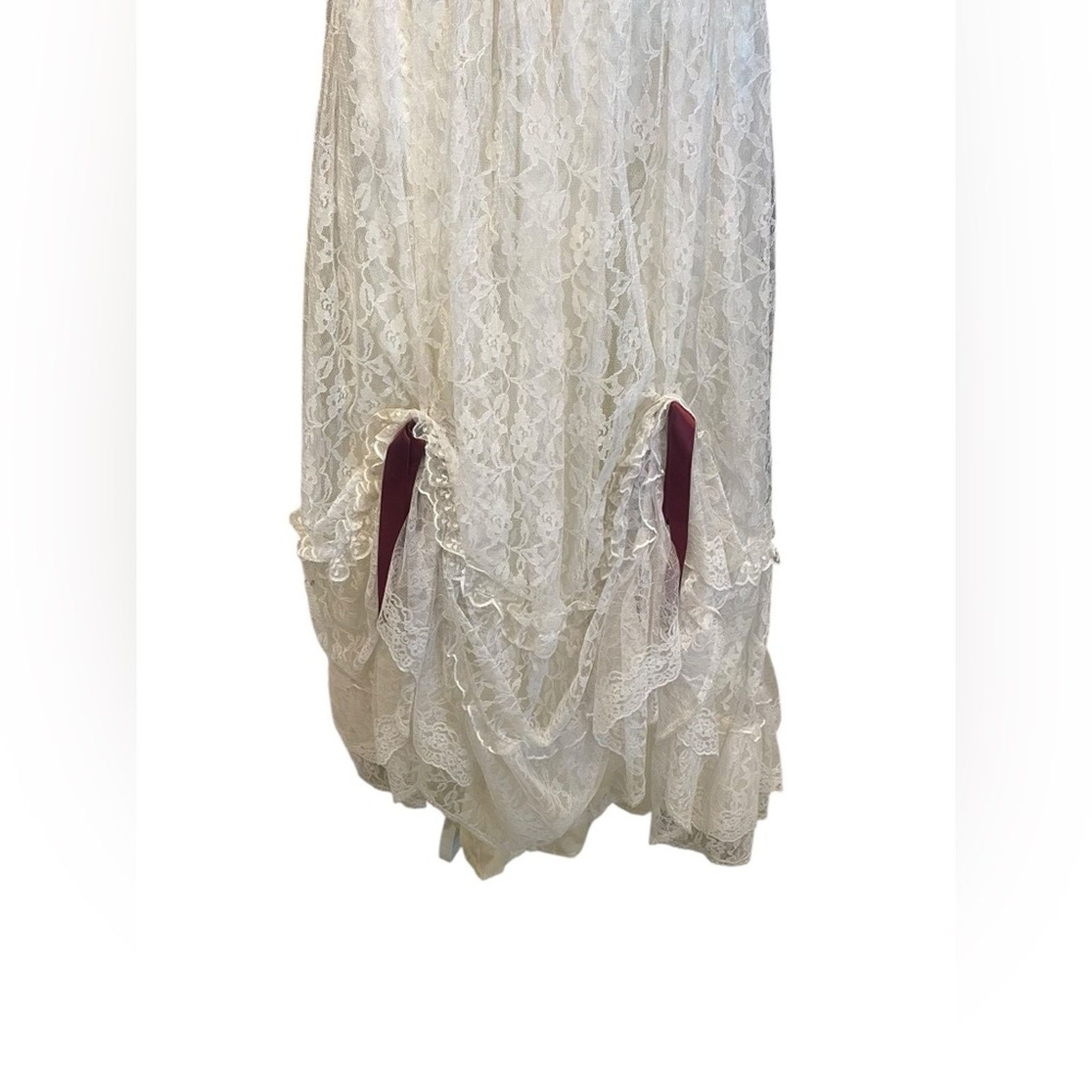 Other Gunne Sax Vtg ivory White Lace Maxi Dress Sz:11 Size ONE SIZE - 3 Thumbnail